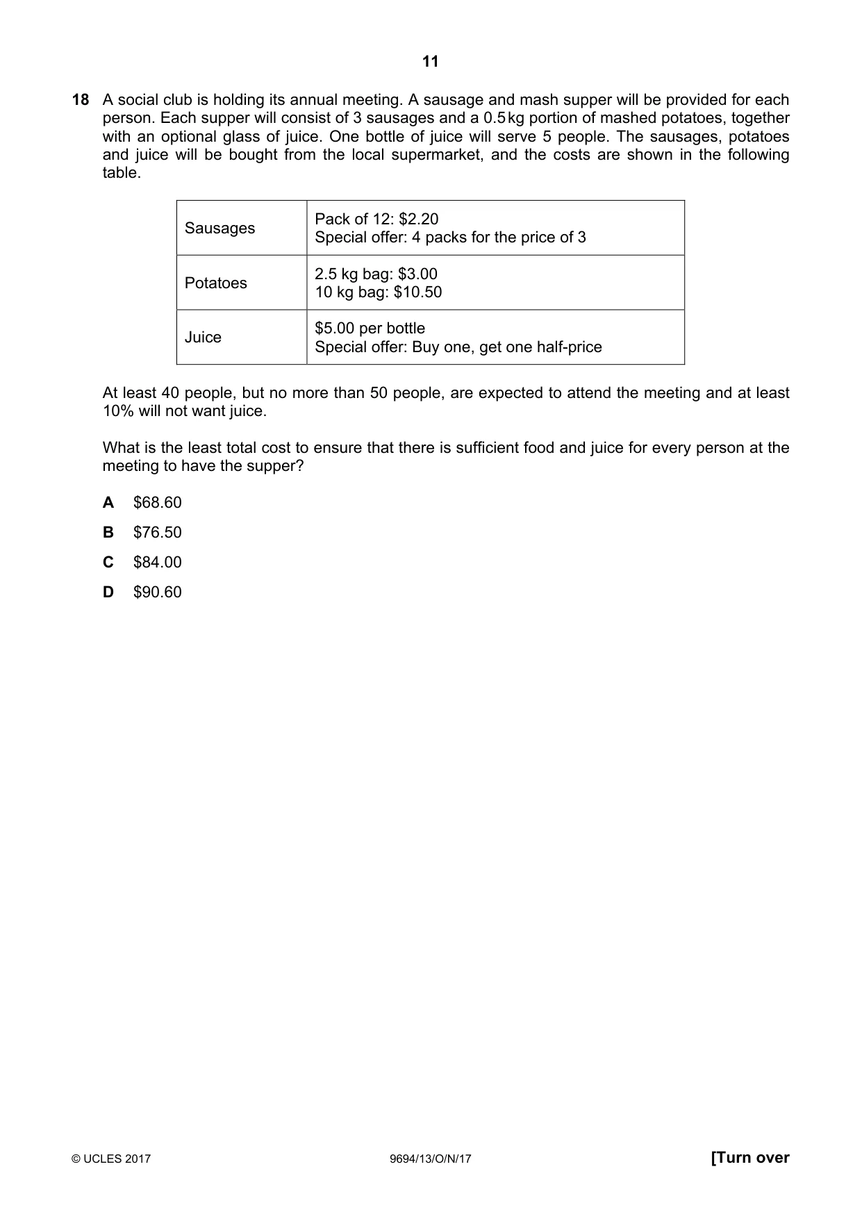 Cambridge A Level Thinking Skills 9694 2017 Oct/Nov Paper 1 · Variant 3 question paper, page 11 of 20