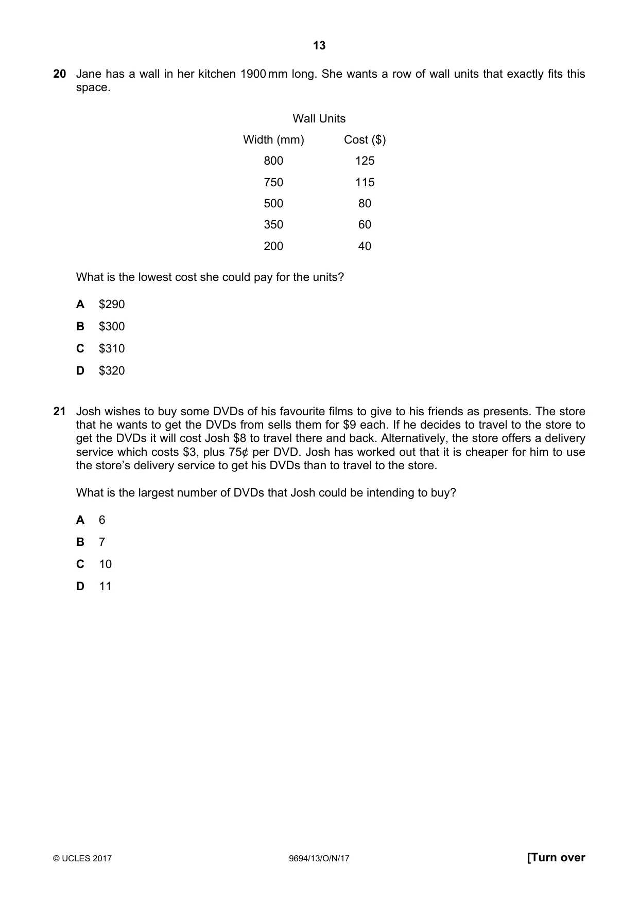 Cambridge A Level Thinking Skills 9694 2017 Oct/Nov Paper 1 · Variant 3 question paper, page 13 of 20