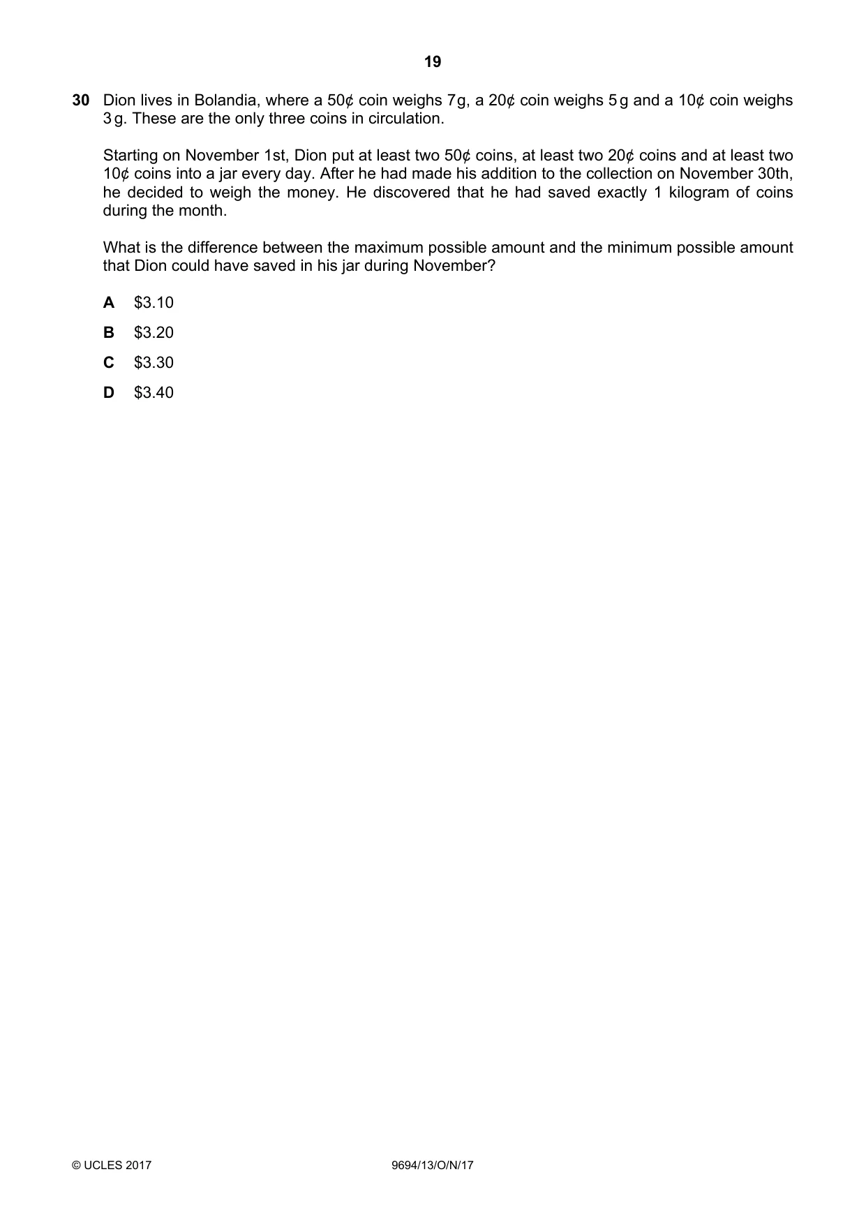 Cambridge A Level Thinking Skills 9694 2017 Oct/Nov Paper 1 · Variant 3 question paper, page 19 of 20