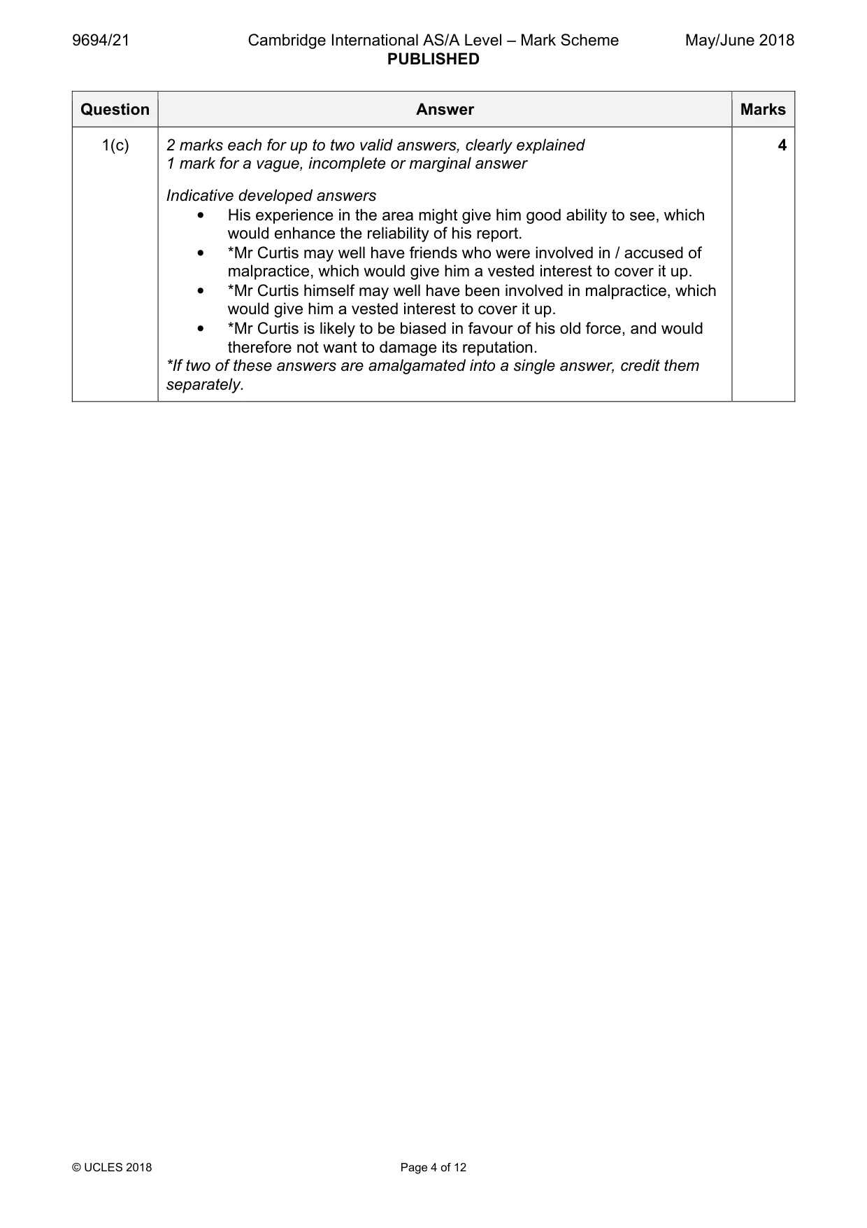 Mark scheme, page 4 of 12