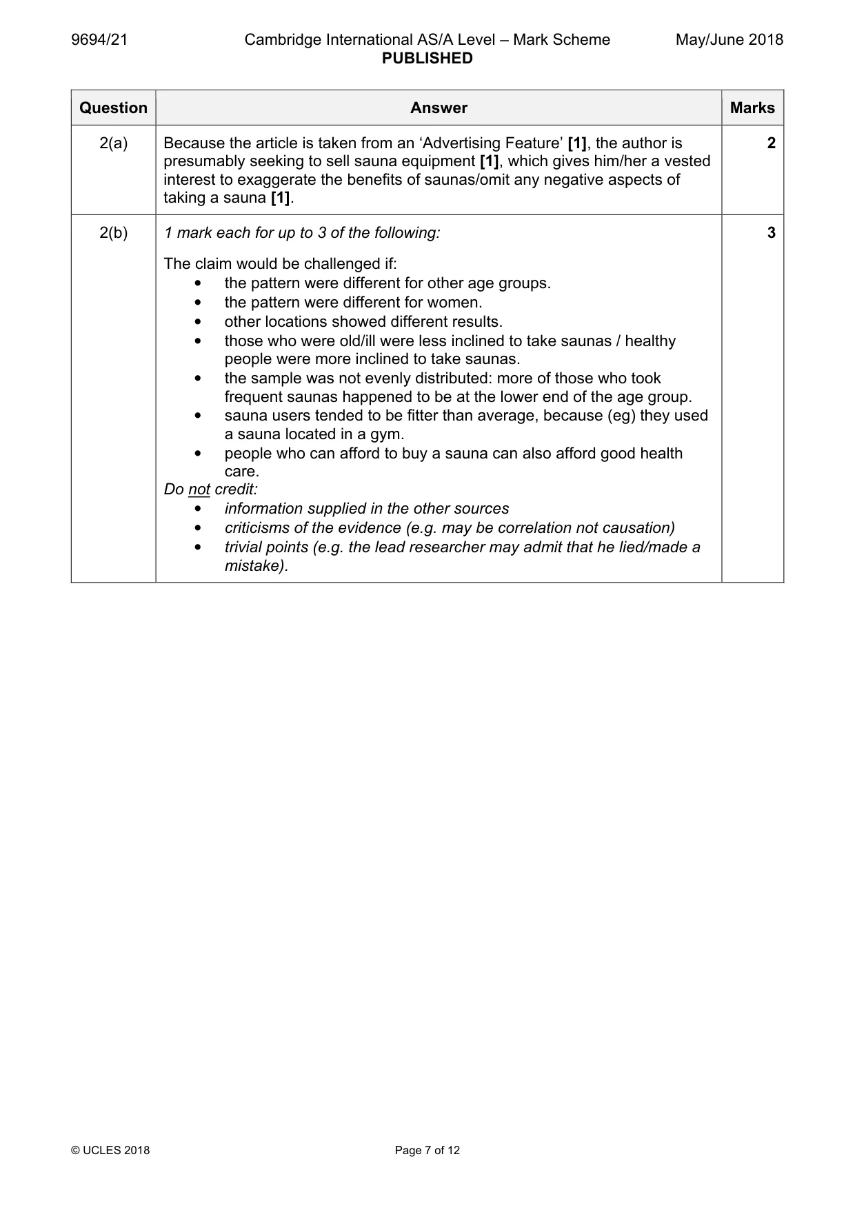 Mark scheme, page 7 of 12