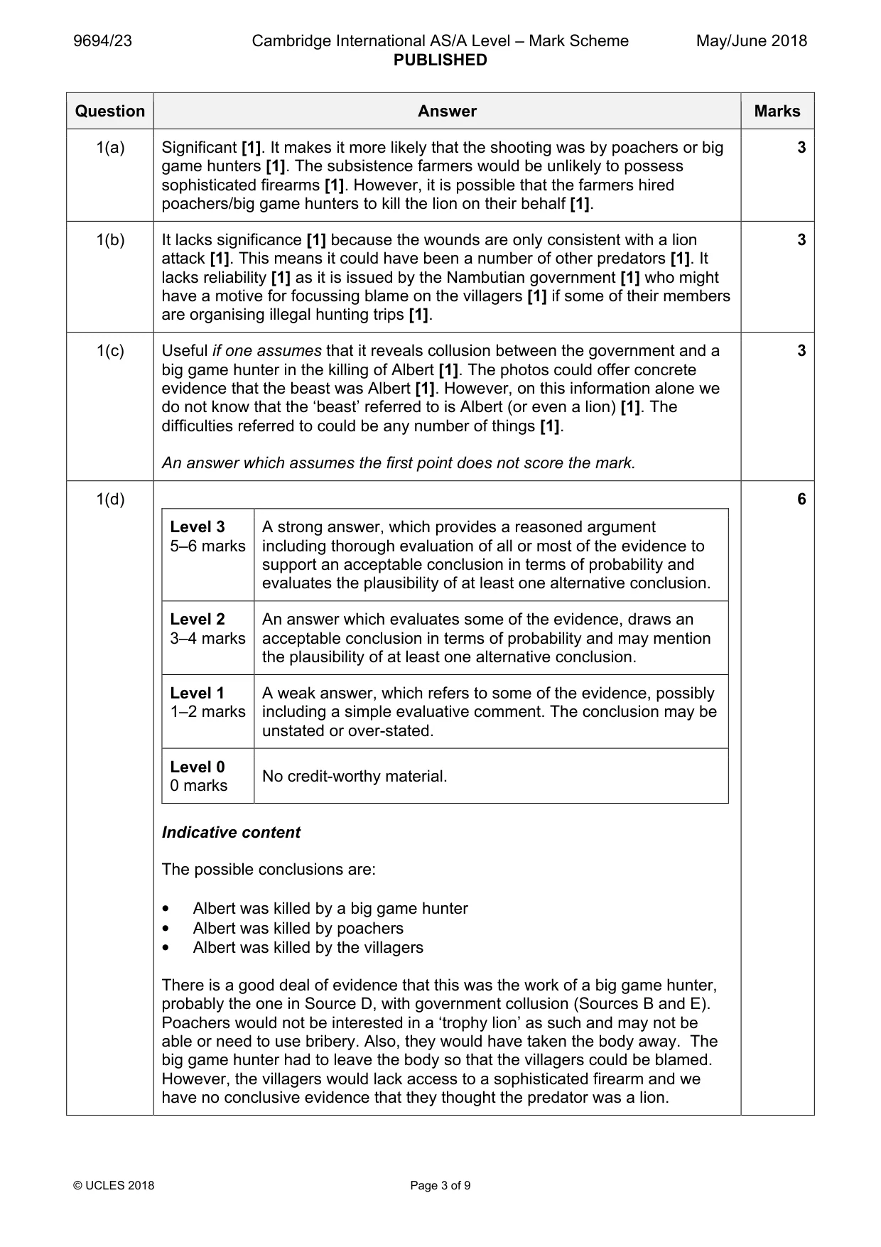 Mark scheme, page 3 of 9
