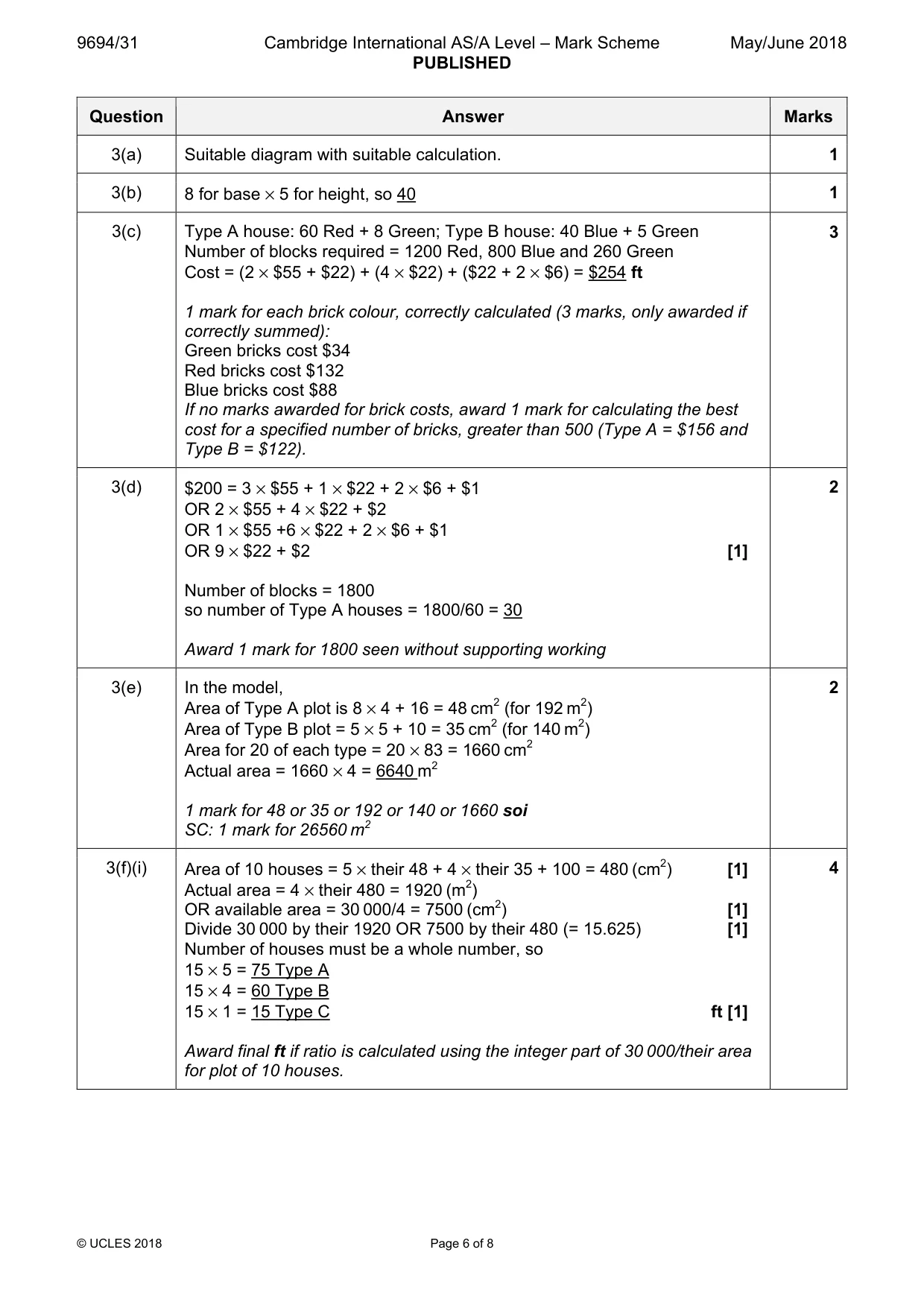 Mark scheme, page 6 of 8