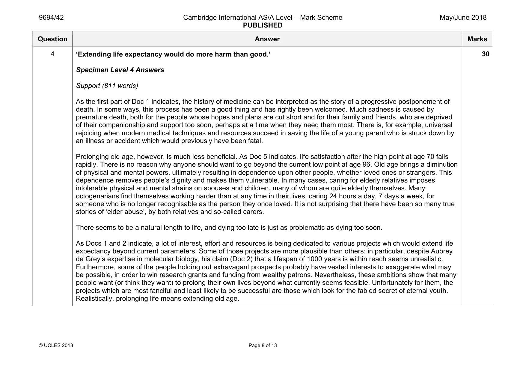 Mark scheme, page 8 of 13