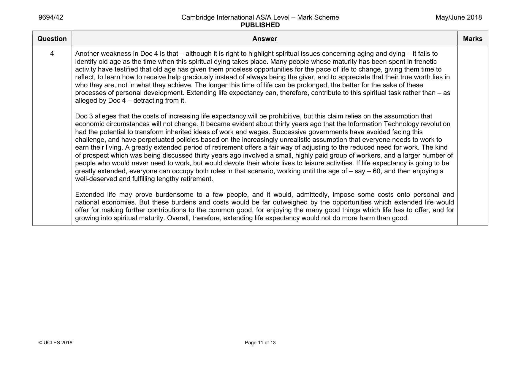 Mark scheme, page 11 of 13