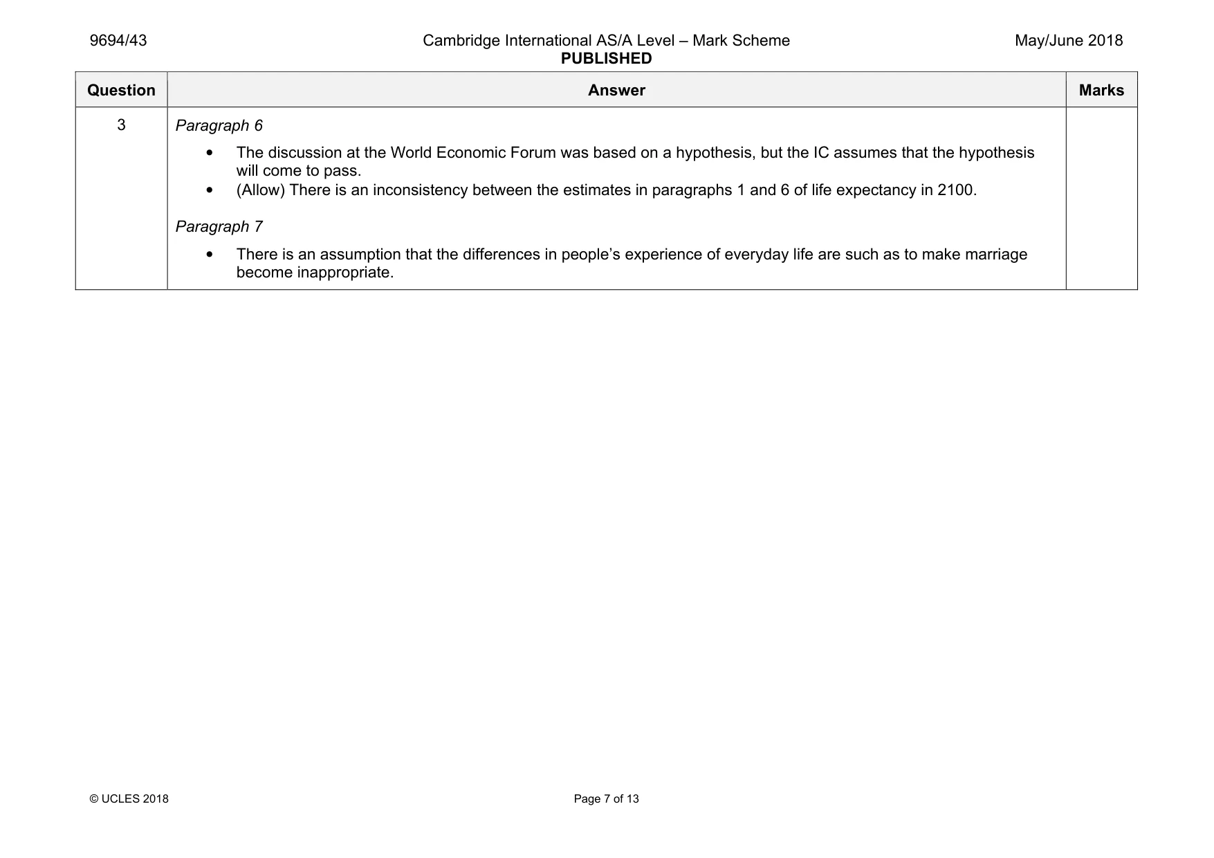 Mark scheme, page 7 of 13