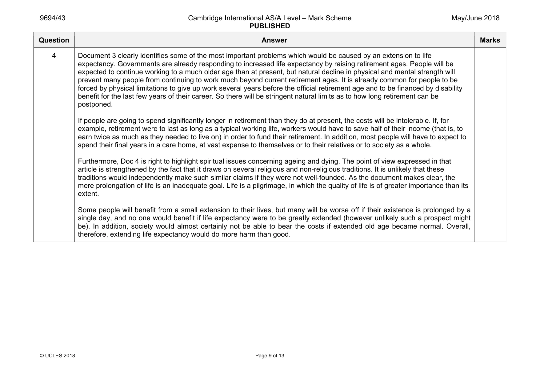 Mark scheme, page 9 of 13