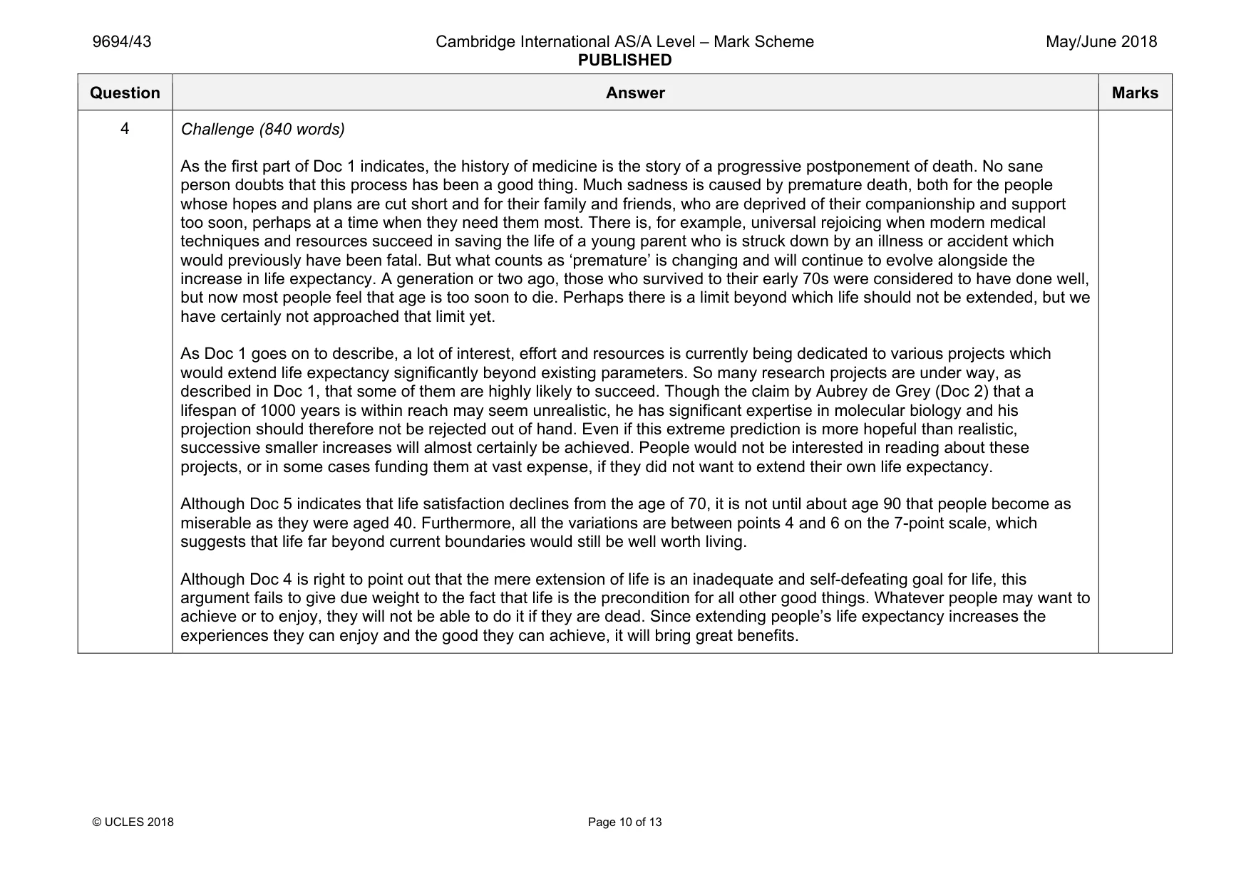 Mark scheme, page 10 of 13