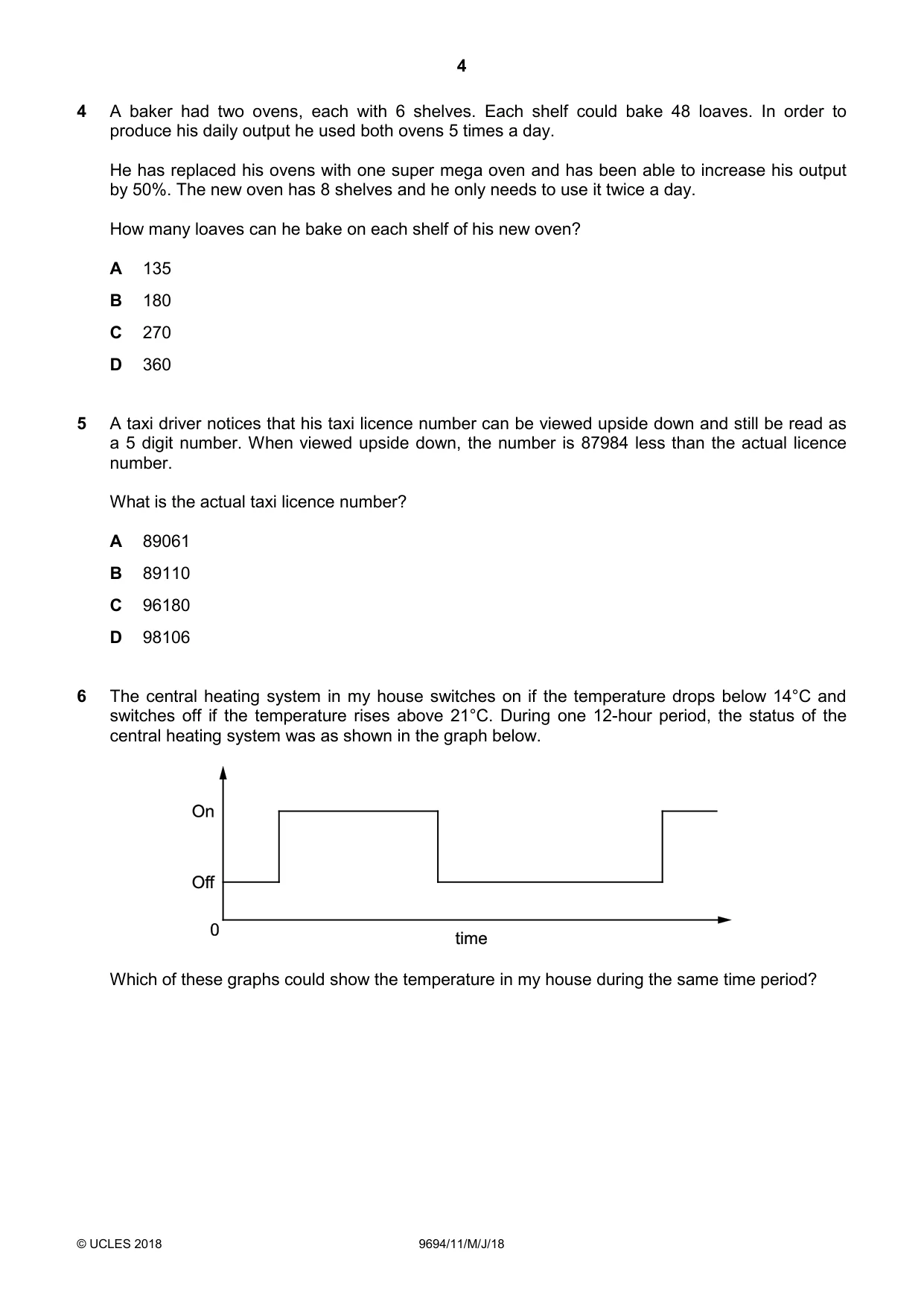 Cambridge A Level Thinking Skills 9694 2018 May/June Paper 1 · Variant 1 question paper, page 4 of 20