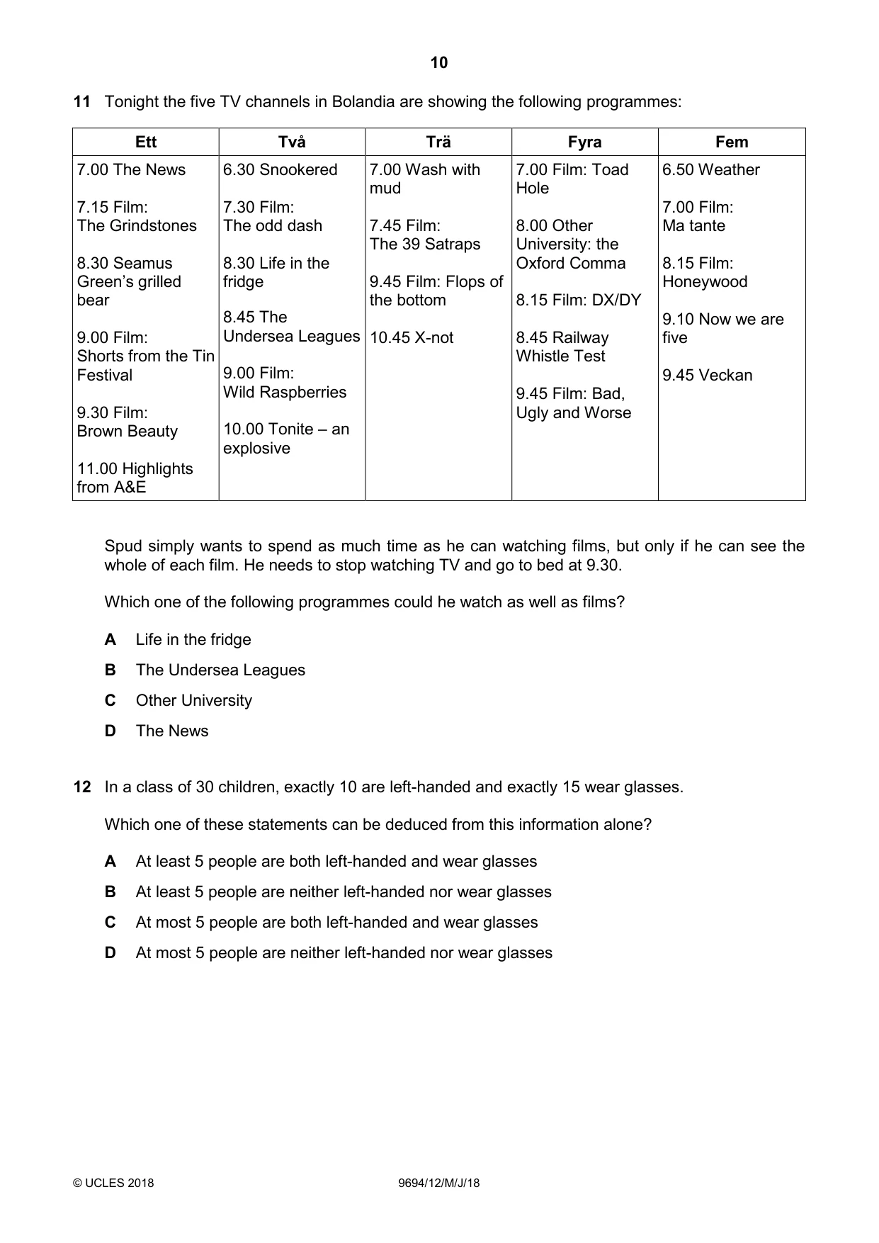Cambridge A Level Thinking Skills 9694 2018 May/June Paper 1 · Variant 2 question paper, page 10 of 20