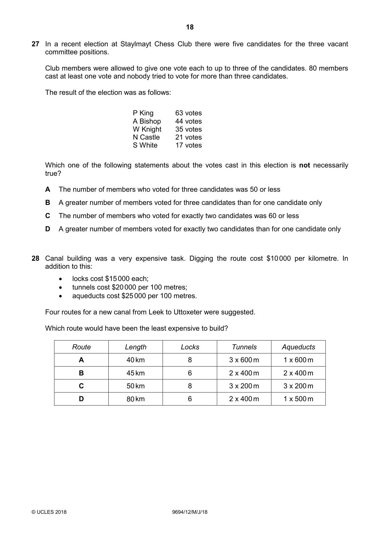 Cambridge A Level Thinking Skills 9694 2018 May/June Paper 1 · Variant 2 question paper, page 18 of 20