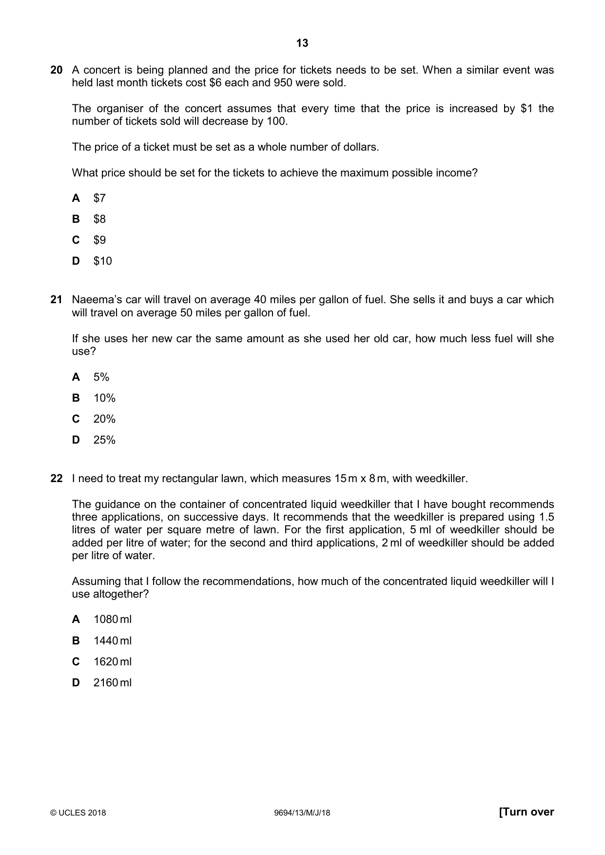 Cambridge A Level Thinking Skills 9694 2018 May/June Paper 1 · Variant 3 question paper, page 13 of 16