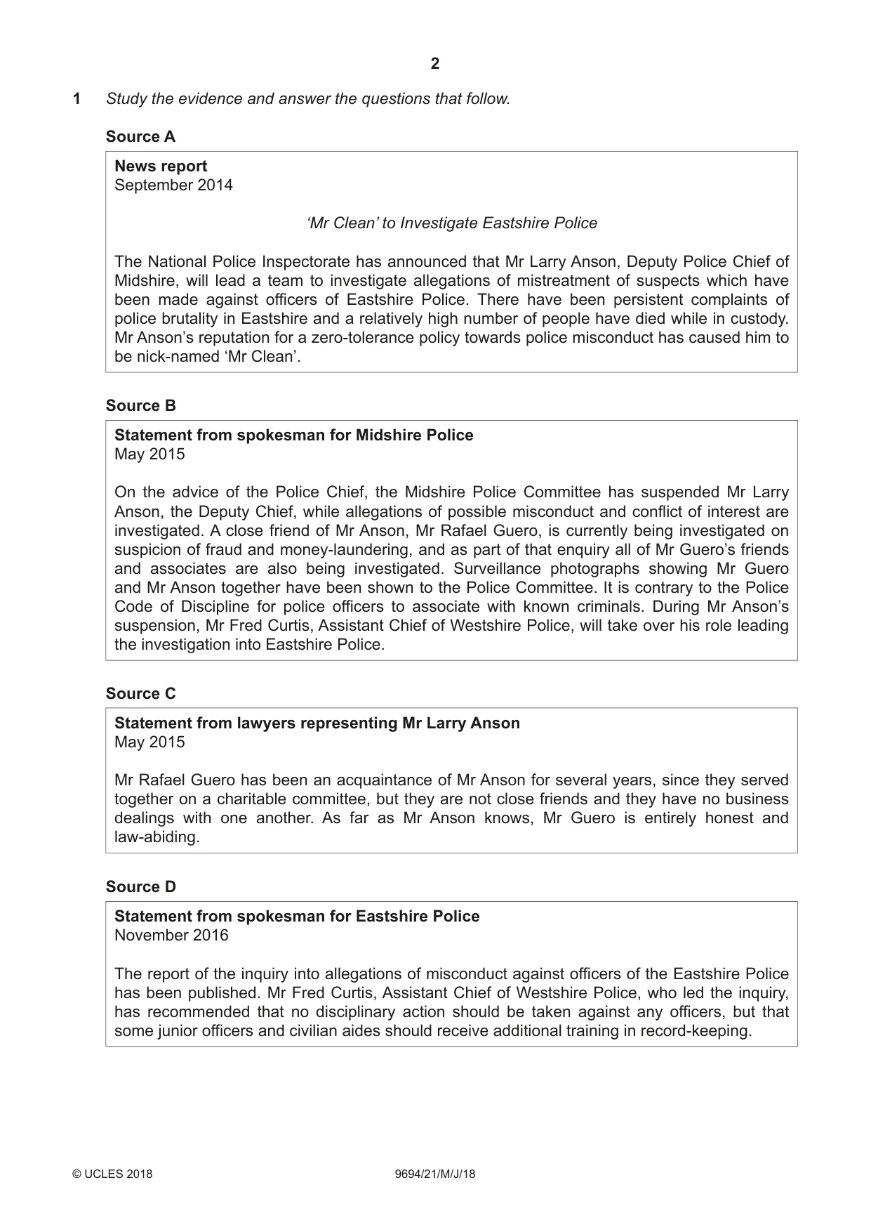 Cambridge A Level Thinking Skills 9694 2018 May/June Paper 2 · Variant 1 question paper, page 2 of 8