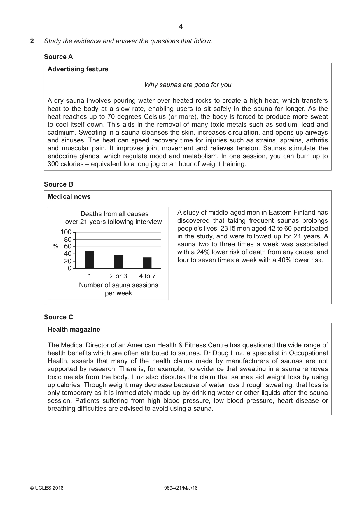 Cambridge A Level Thinking Skills 9694 2018 May/June Paper 2 · Variant 1 question paper, page 4 of 8