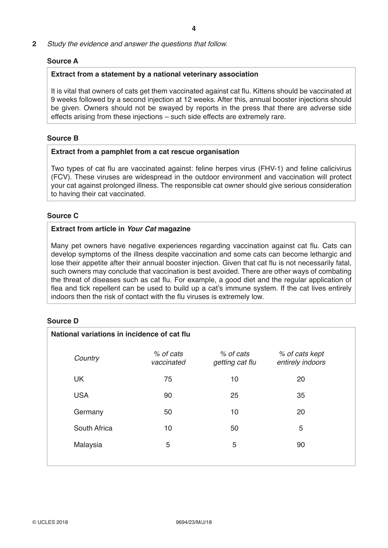 Cambridge A Level Thinking Skills 9694 2018 May/June Paper 2 · Variant 3 question paper, page 4 of 8