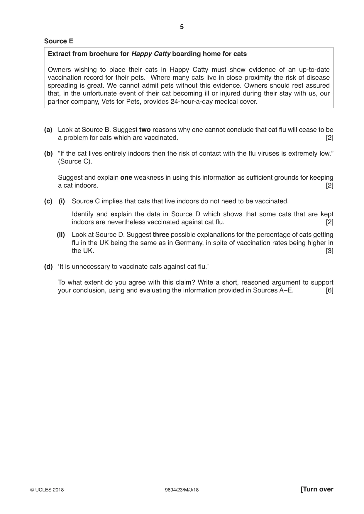 Cambridge A Level Thinking Skills 9694 2018 May/June Paper 2 · Variant 3 question paper, page 5 of 8
