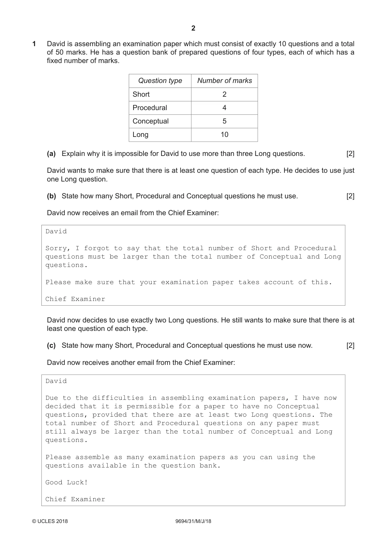 Cambridge A Level Thinking Skills 9694 2018 May/June Paper 3 · Variant 1 question paper, page 2 of 8
