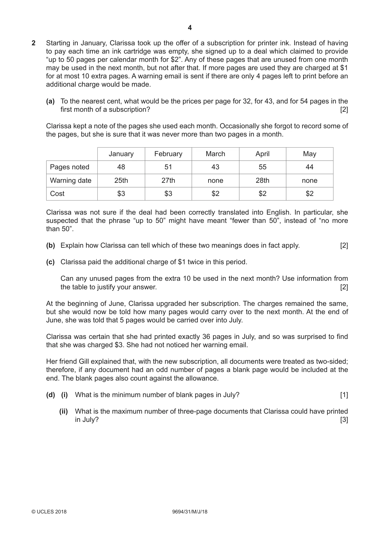 Cambridge A Level Thinking Skills 9694 2018 May/June Paper 3 · Variant 1 question paper, page 4 of 8