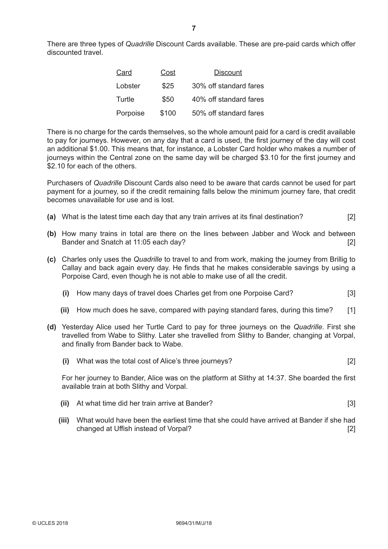 Cambridge A Level Thinking Skills 9694 2018 May/June Paper 3 · Variant 1 question paper, page 7 of 8