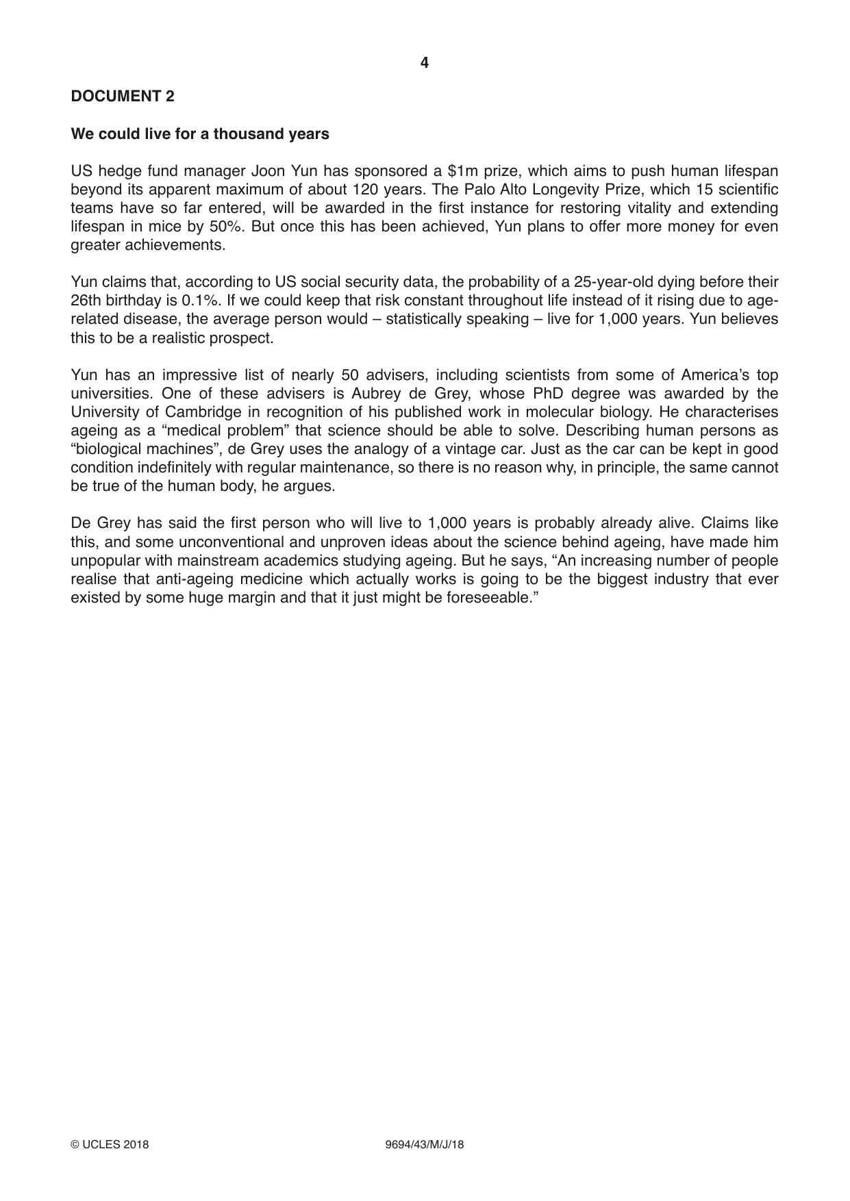 Cambridge A Level Thinking Skills 9694 2018 May/June Paper 4 · Variant 3 question paper, page 4 of 8
