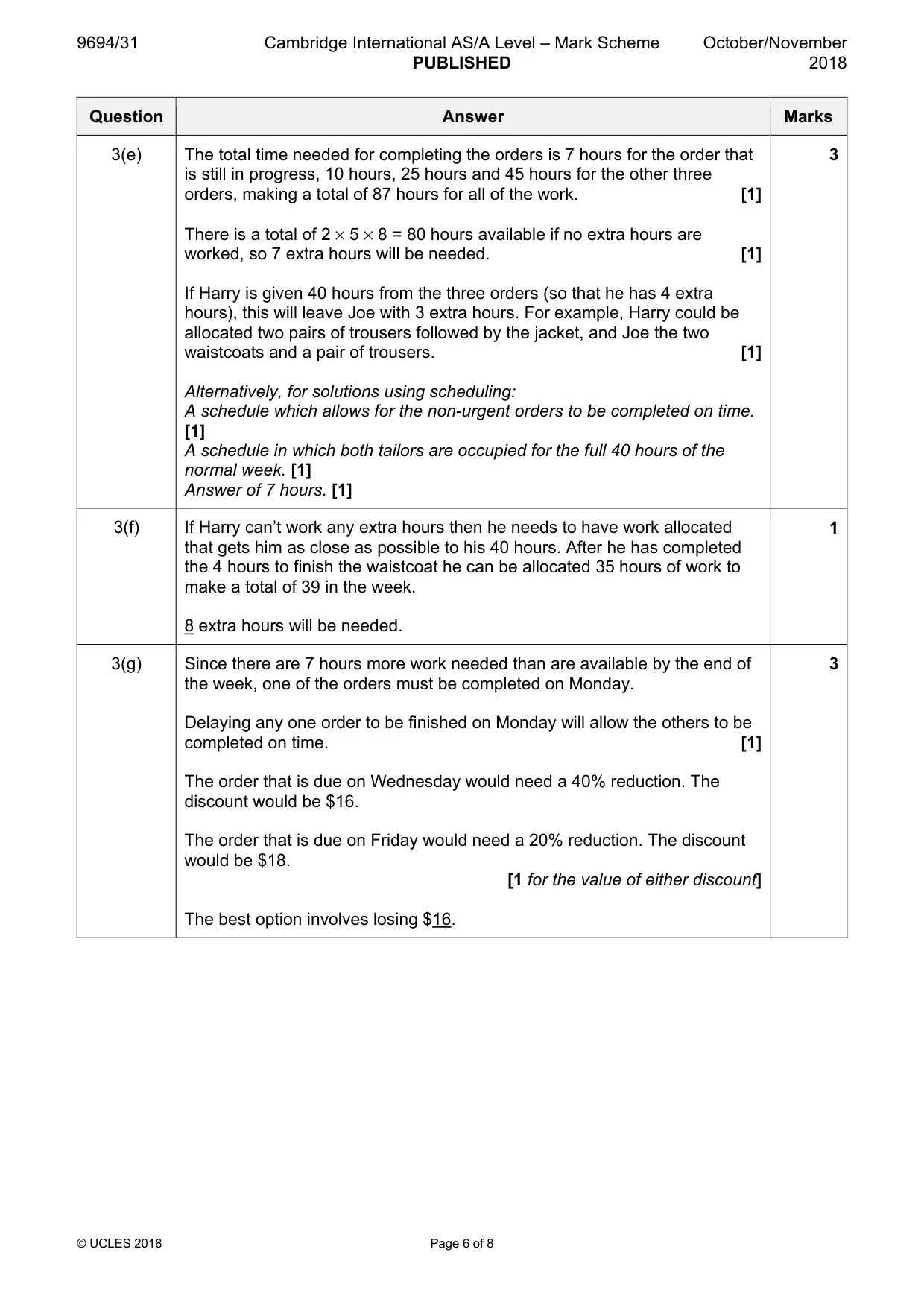 Mark scheme, page 6 of 8