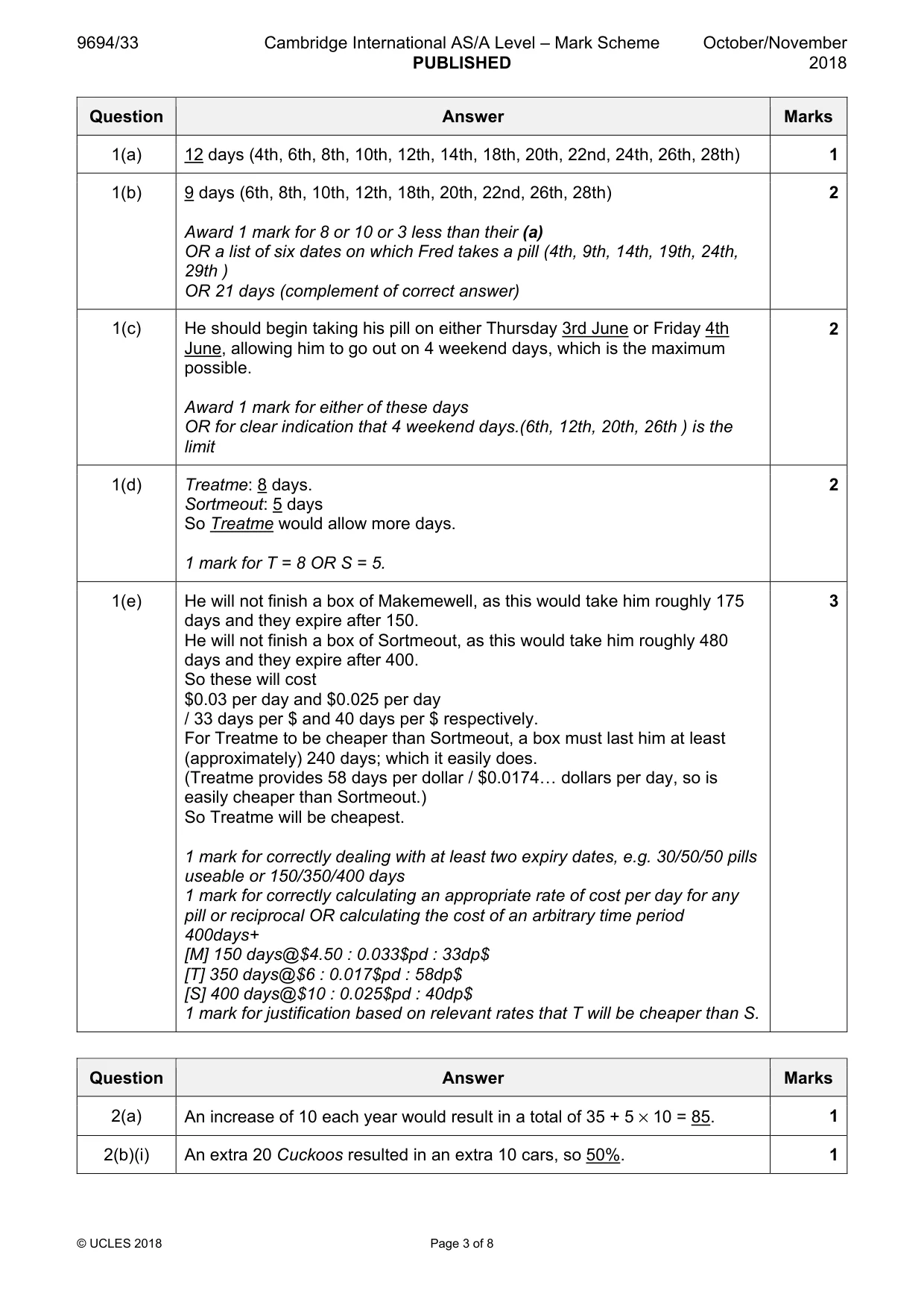 Mark scheme, page 3 of 8