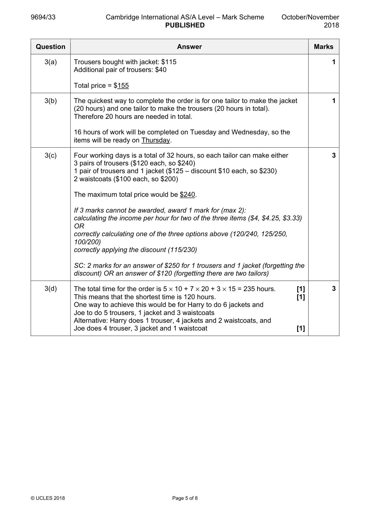 Mark scheme, page 5 of 8