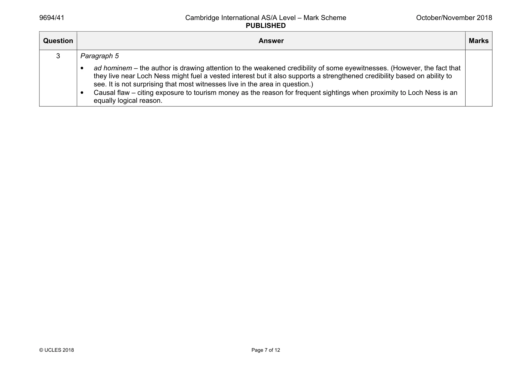 Mark scheme, page 7 of 12