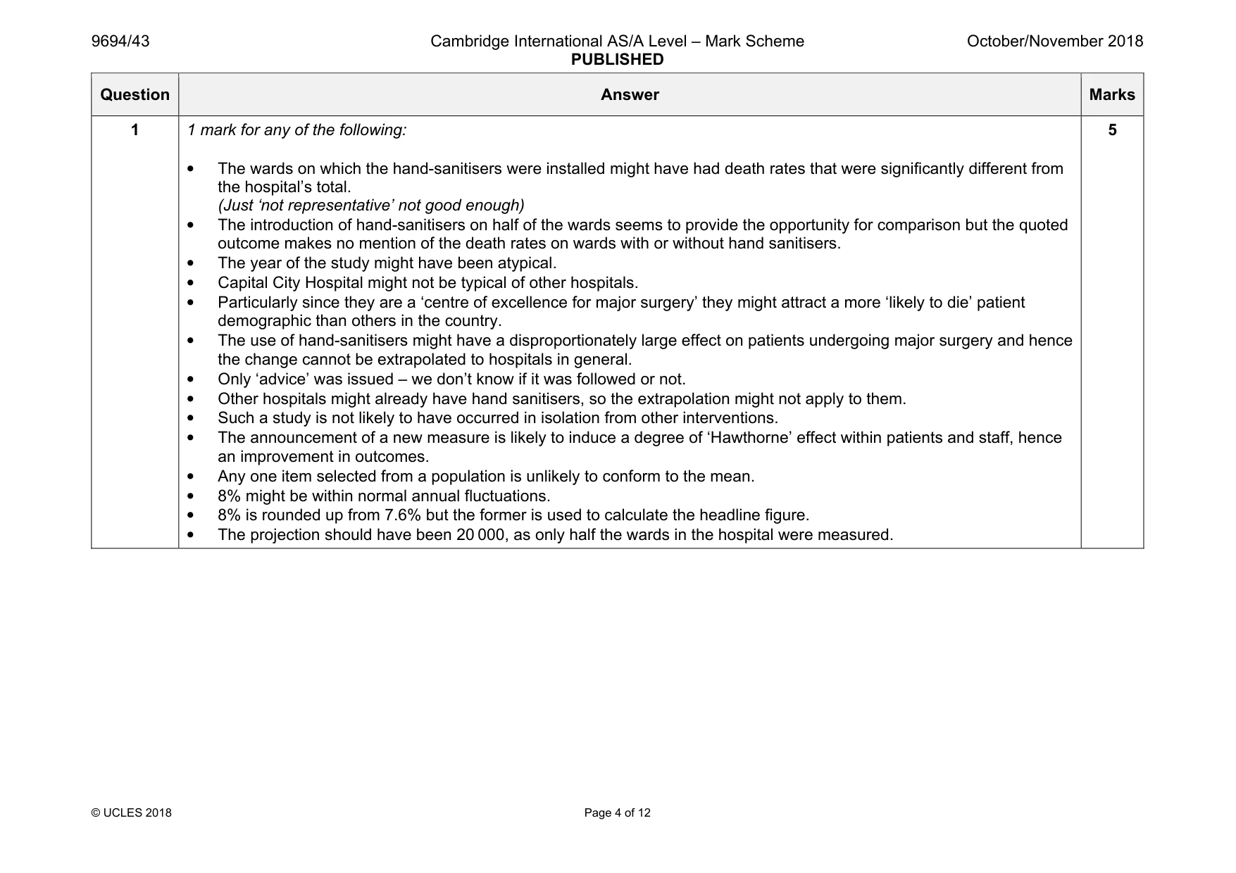 Mark scheme, page 4 of 12