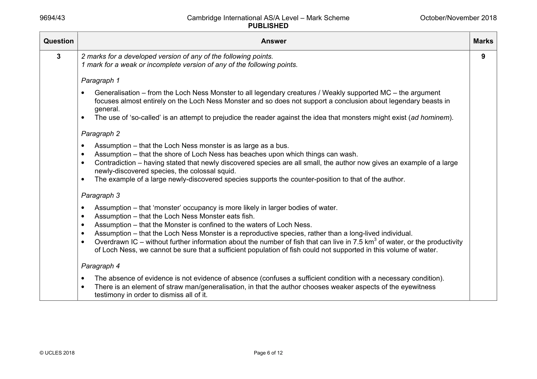 Mark scheme, page 6 of 12