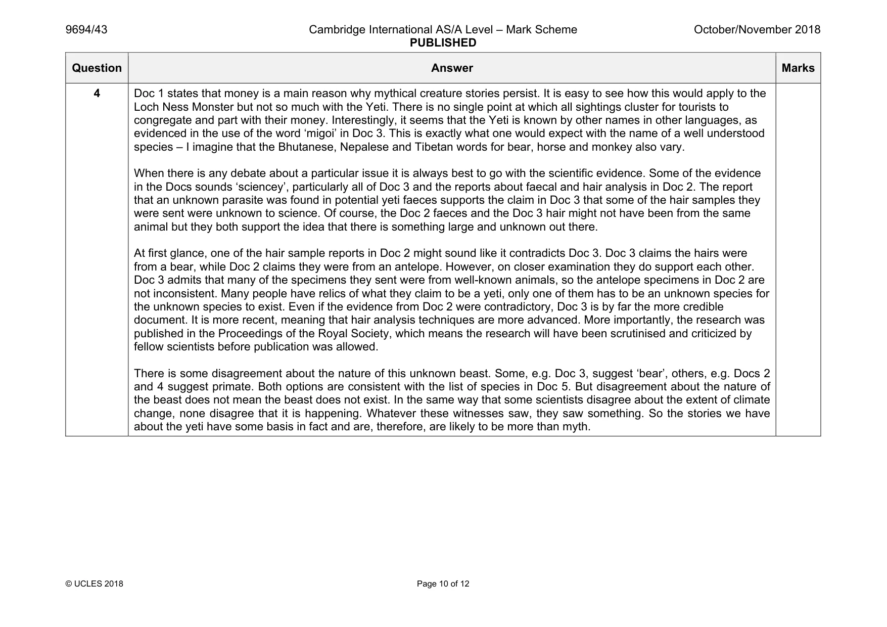 Mark scheme, page 10 of 12