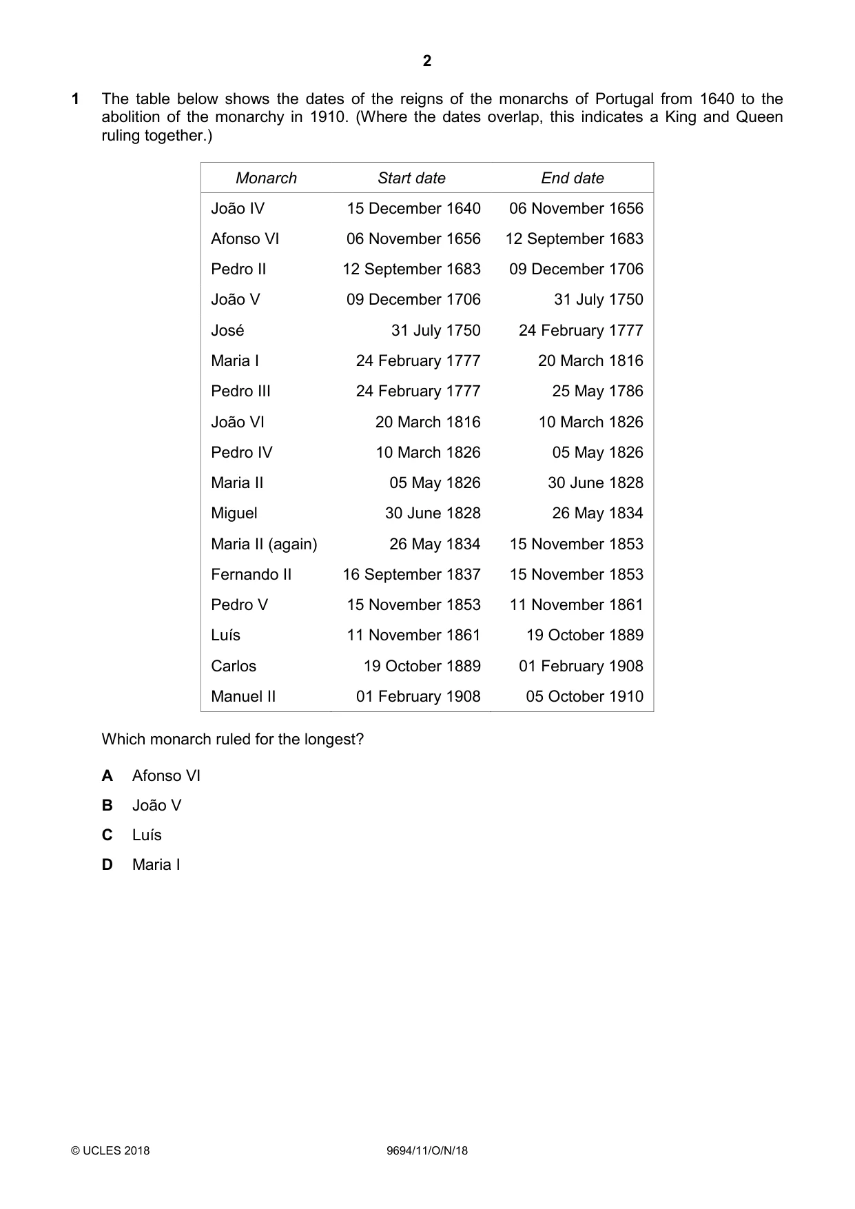 Cambridge A Level Thinking Skills 9694 2018 Oct/Nov Paper 1 · Variant 1 question paper, page 2 of 16
