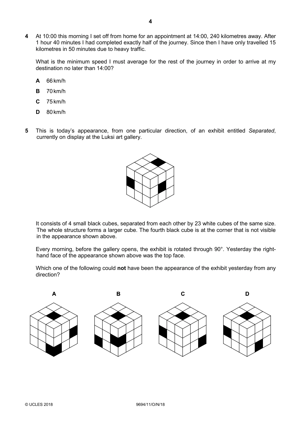 Cambridge A Level Thinking Skills 9694 2018 Oct/Nov Paper 1 · Variant 1 question paper, page 4 of 16