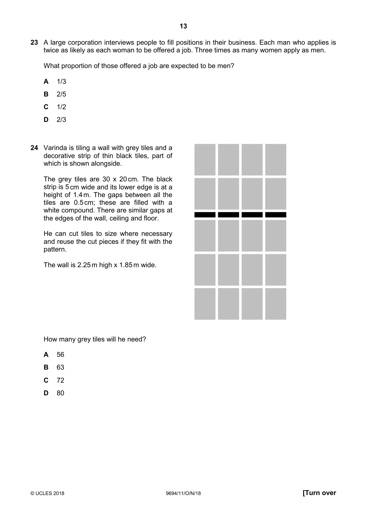 Cambridge A Level Thinking Skills 9694 2018 Oct/Nov Paper 1 · Variant 1 question paper, page 13 of 16