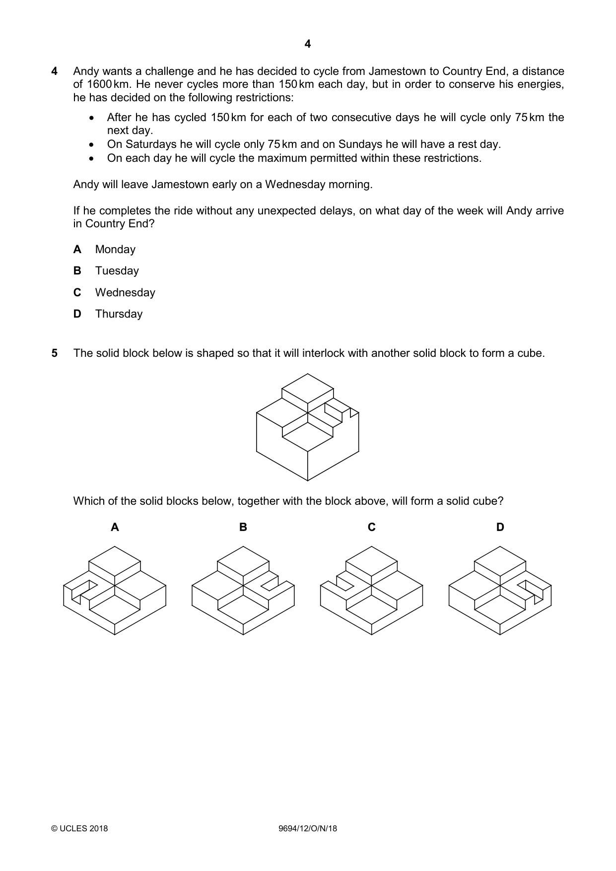 Cambridge A Level Thinking Skills 9694 2018 Oct/Nov Paper 1 · Variant 2 question paper, page 4 of 16