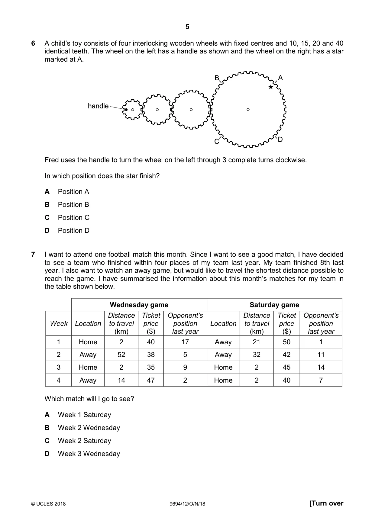 Cambridge A Level Thinking Skills 9694 2018 Oct/Nov Paper 1 · Variant 2 question paper, page 5 of 16