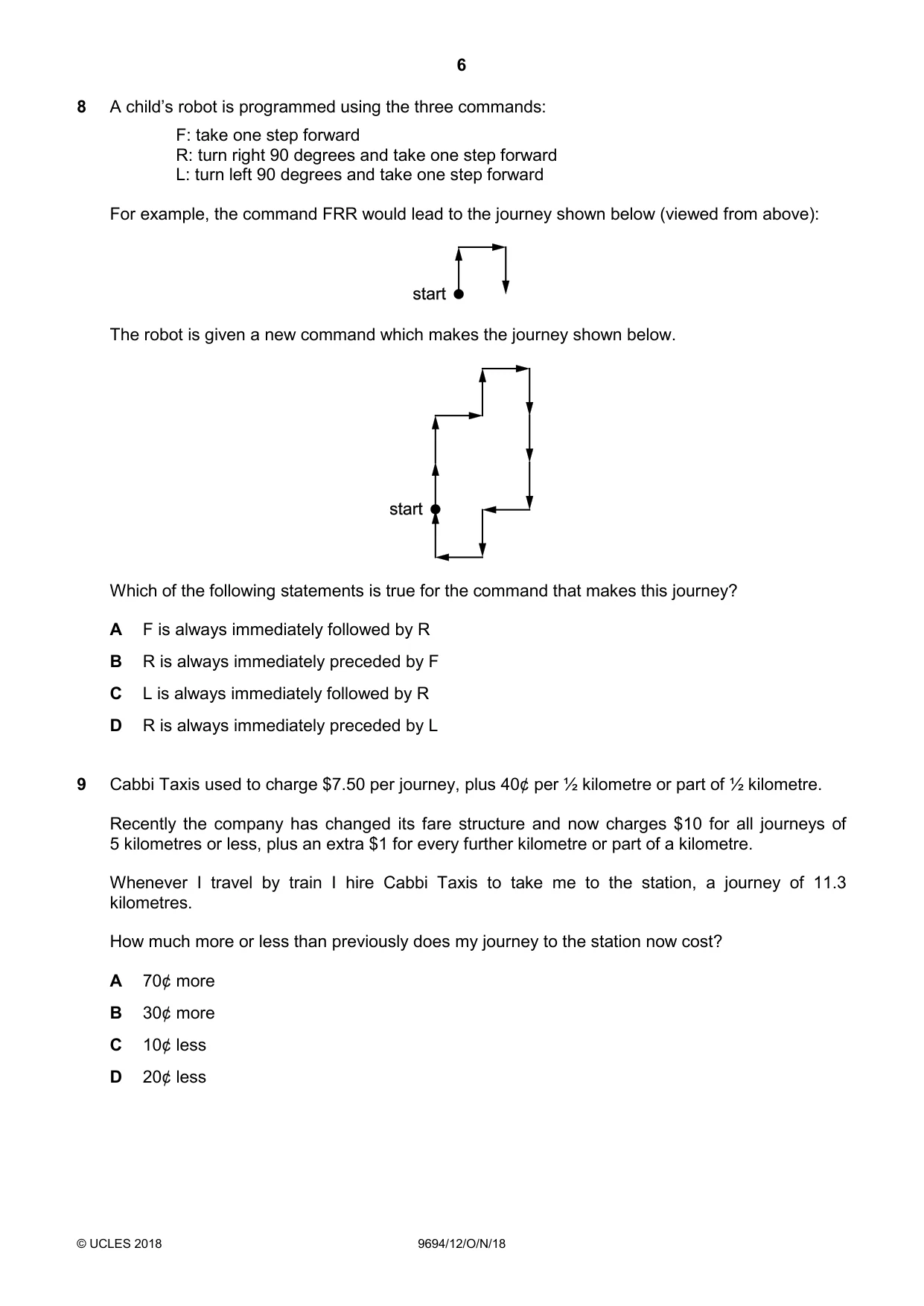 Cambridge A Level Thinking Skills 9694 2018 Oct/Nov Paper 1 · Variant 2 question paper, page 6 of 16