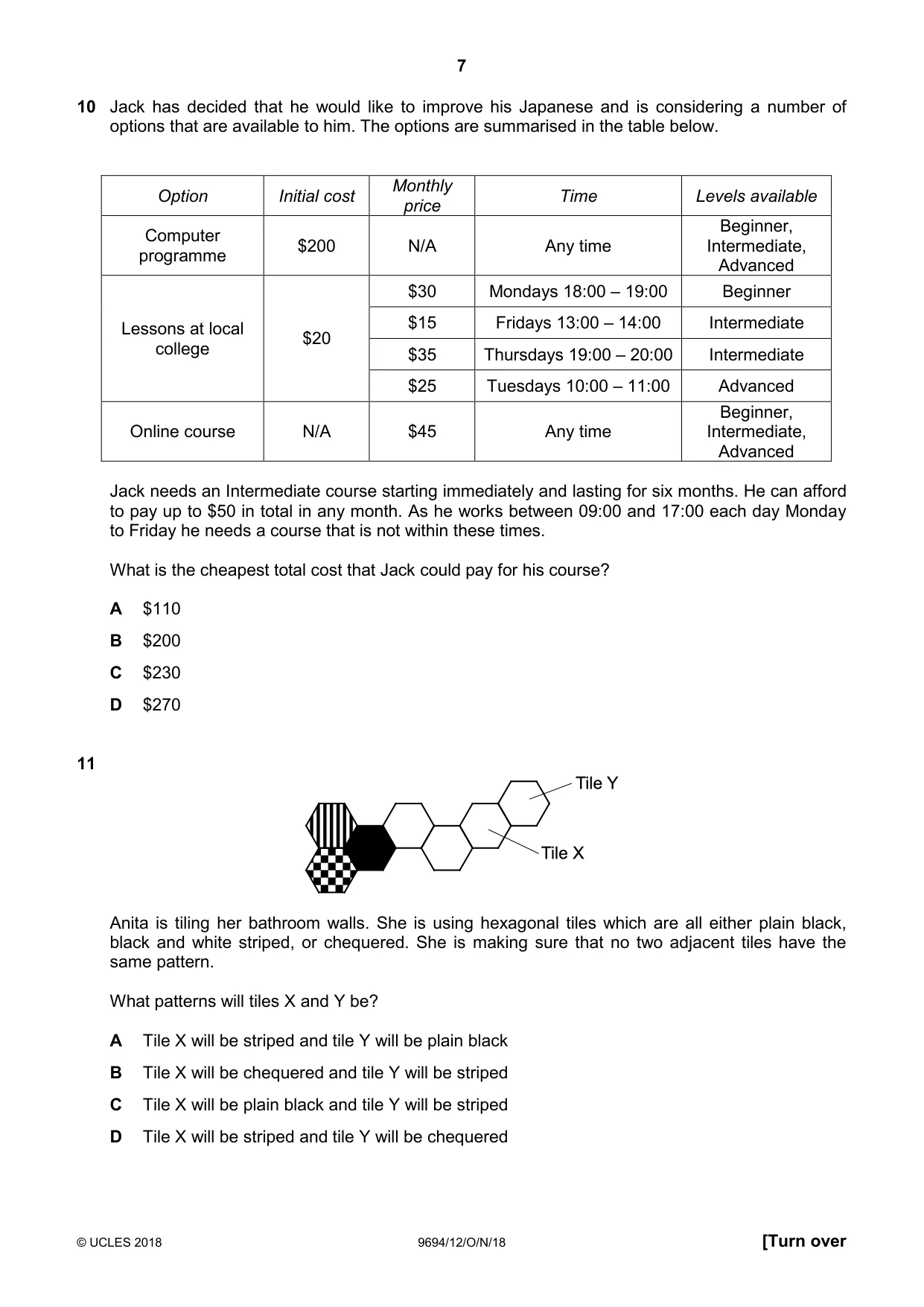 Cambridge A Level Thinking Skills 9694 2018 Oct/Nov Paper 1 · Variant 2 question paper, page 7 of 16