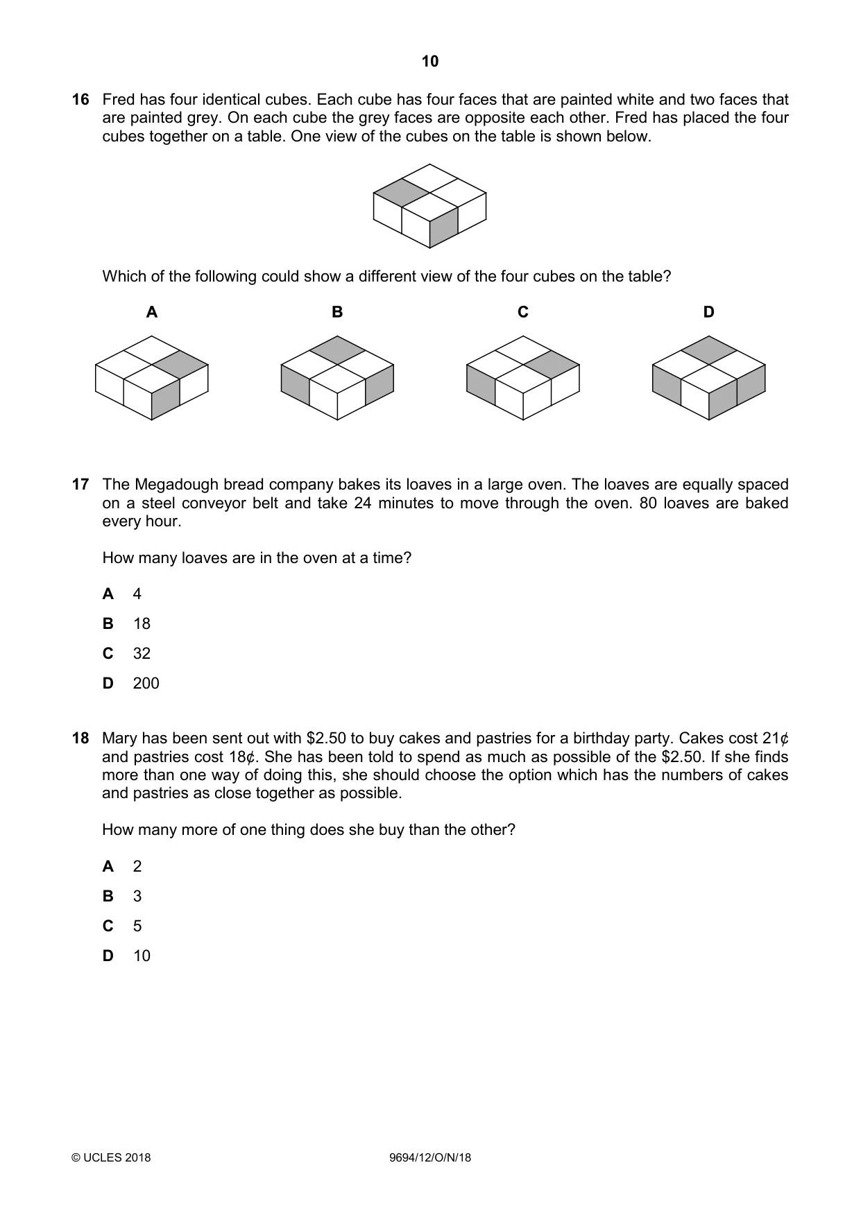 Cambridge A Level Thinking Skills 9694 2018 Oct/Nov Paper 1 · Variant 2 question paper, page 10 of 16