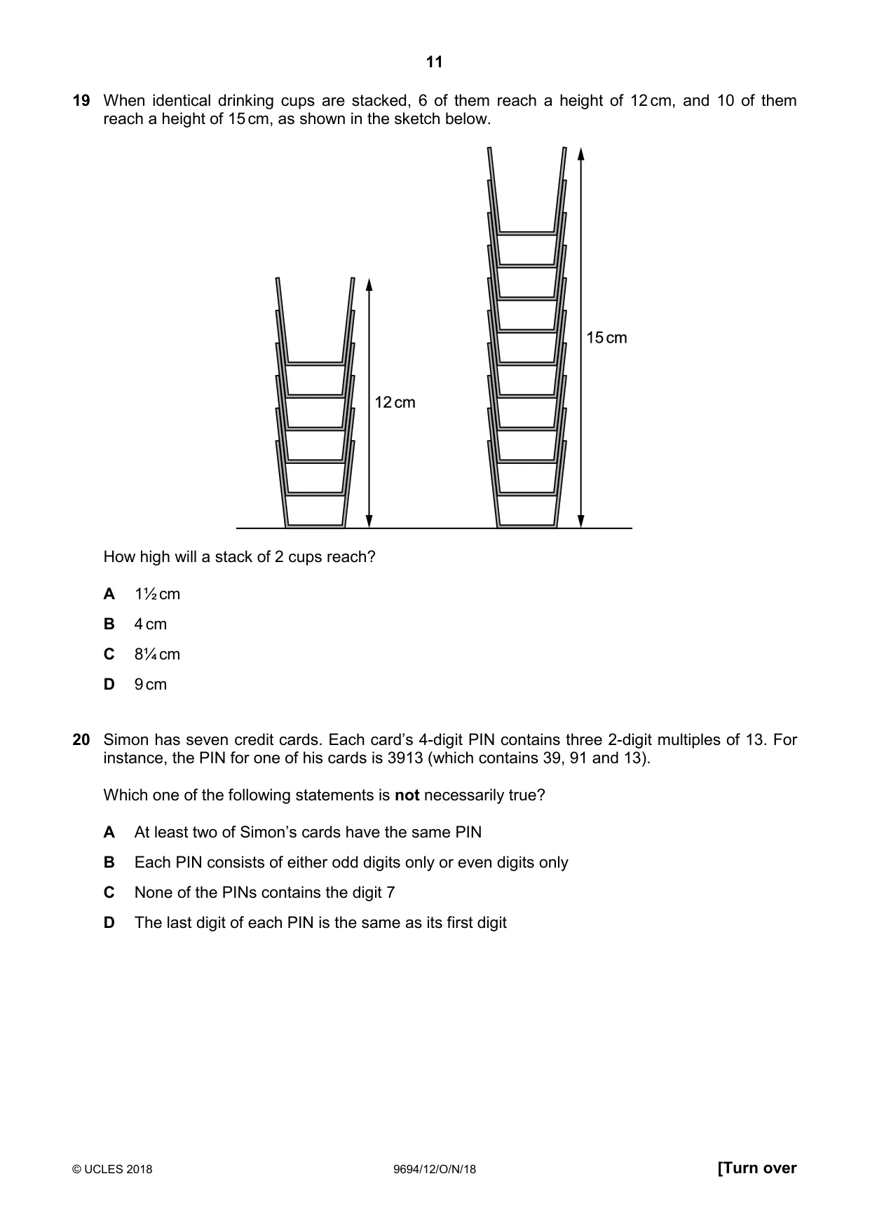 Cambridge A Level Thinking Skills 9694 2018 Oct/Nov Paper 1 · Variant 2 question paper, page 11 of 16