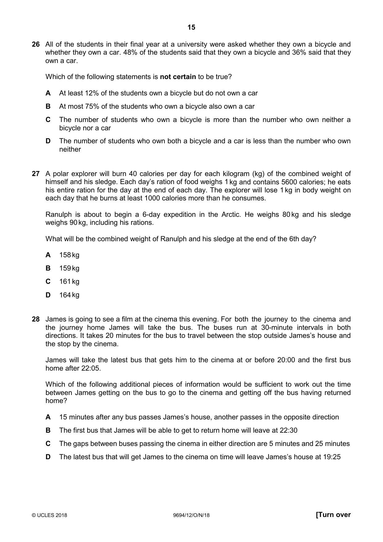 Cambridge A Level Thinking Skills 9694 2018 Oct/Nov Paper 1 · Variant 2 question paper, page 15 of 16