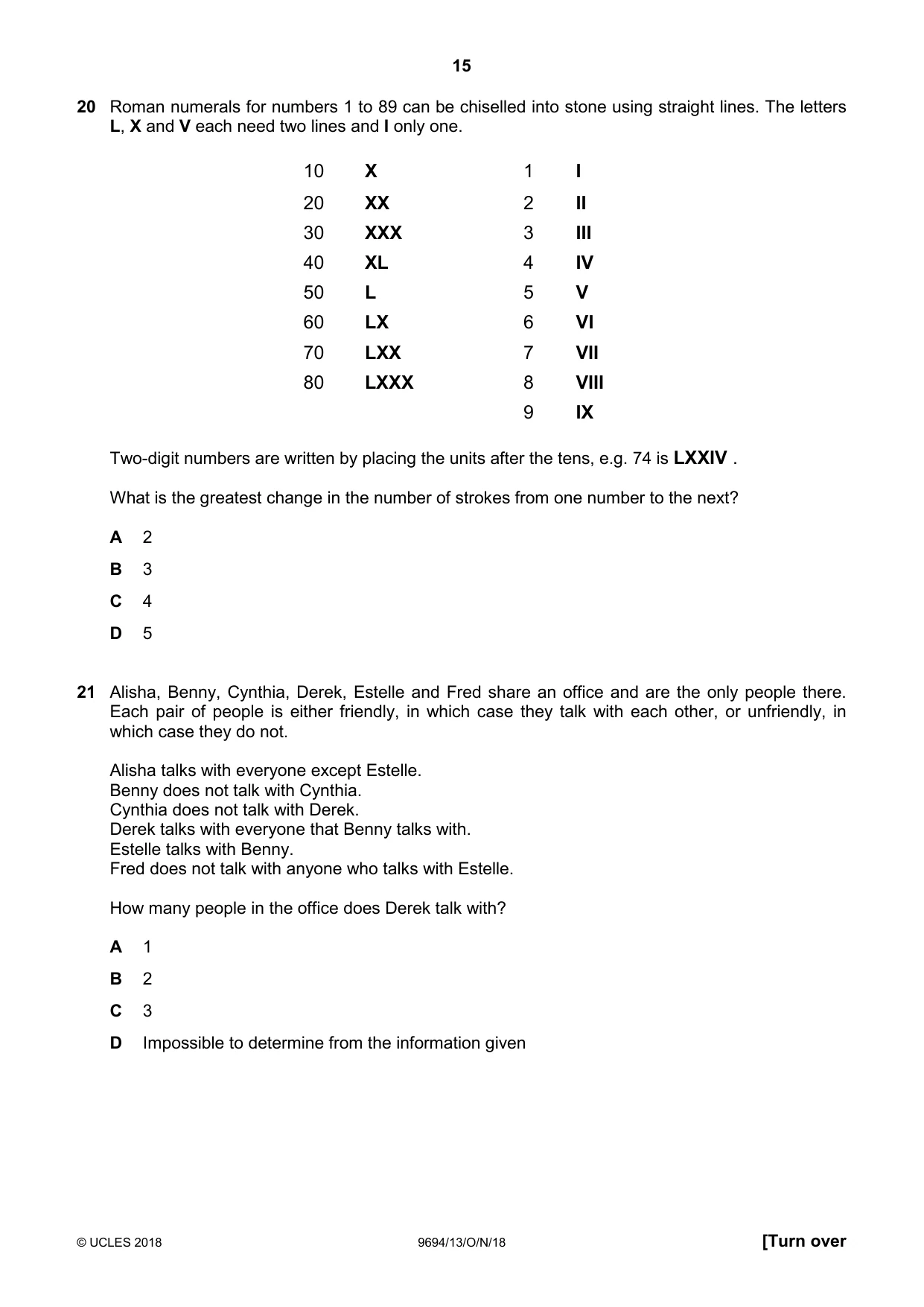 Cambridge A Level Thinking Skills 9694 2018 Oct/Nov Paper 1 · Variant 3 question paper, page 15 of 20