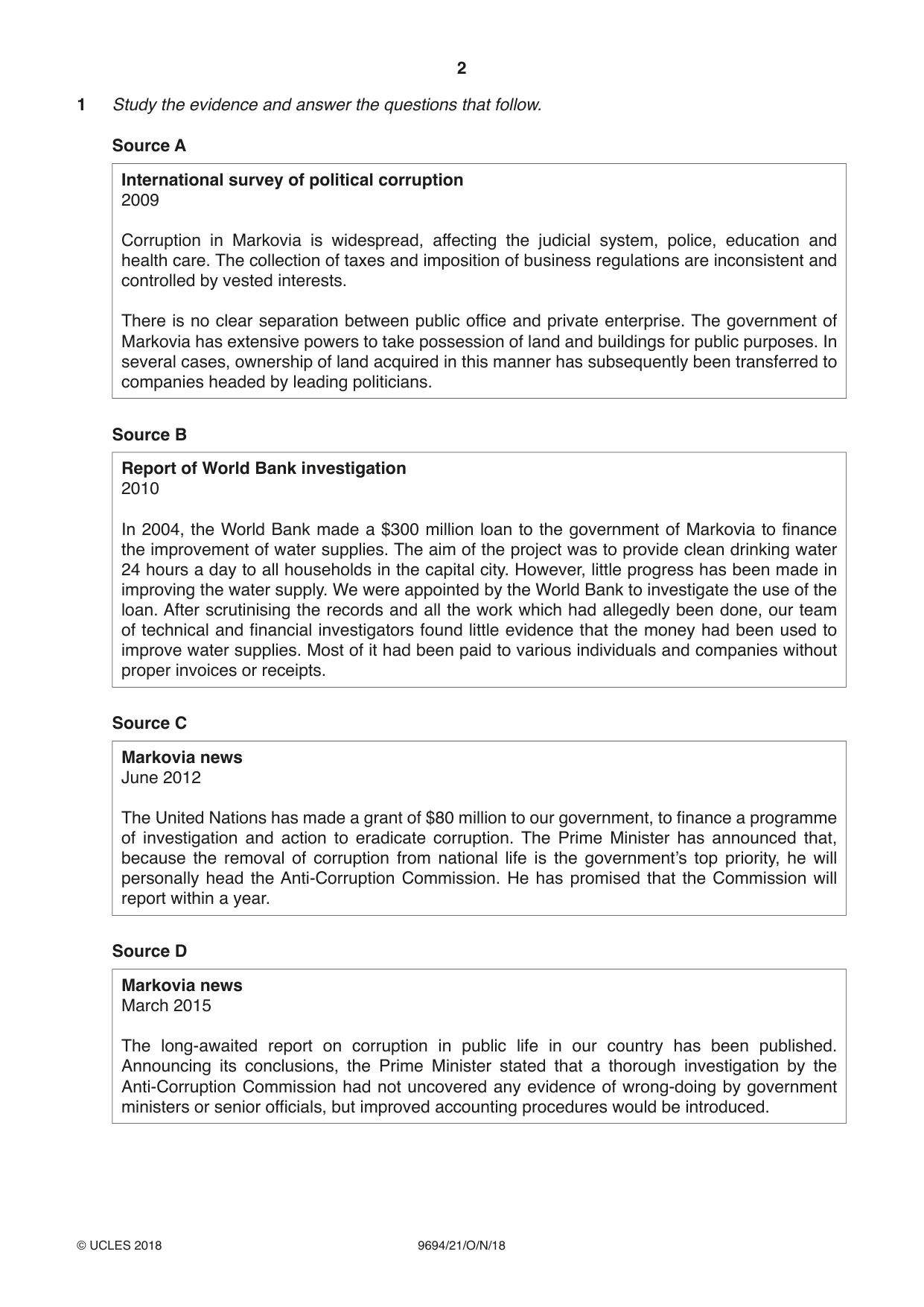 Cambridge A Level Thinking Skills 9694 2018 Oct/Nov Paper 2 · Variant 1 question paper, page 2 of 8