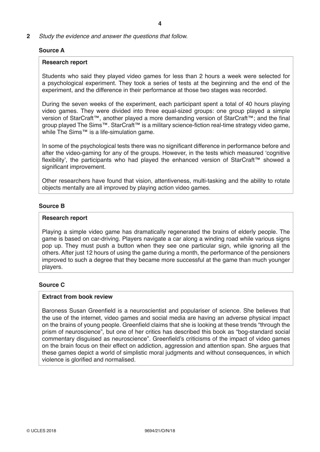 Cambridge A Level Thinking Skills 9694 2018 Oct/Nov Paper 2 · Variant 1 question paper, page 4 of 8