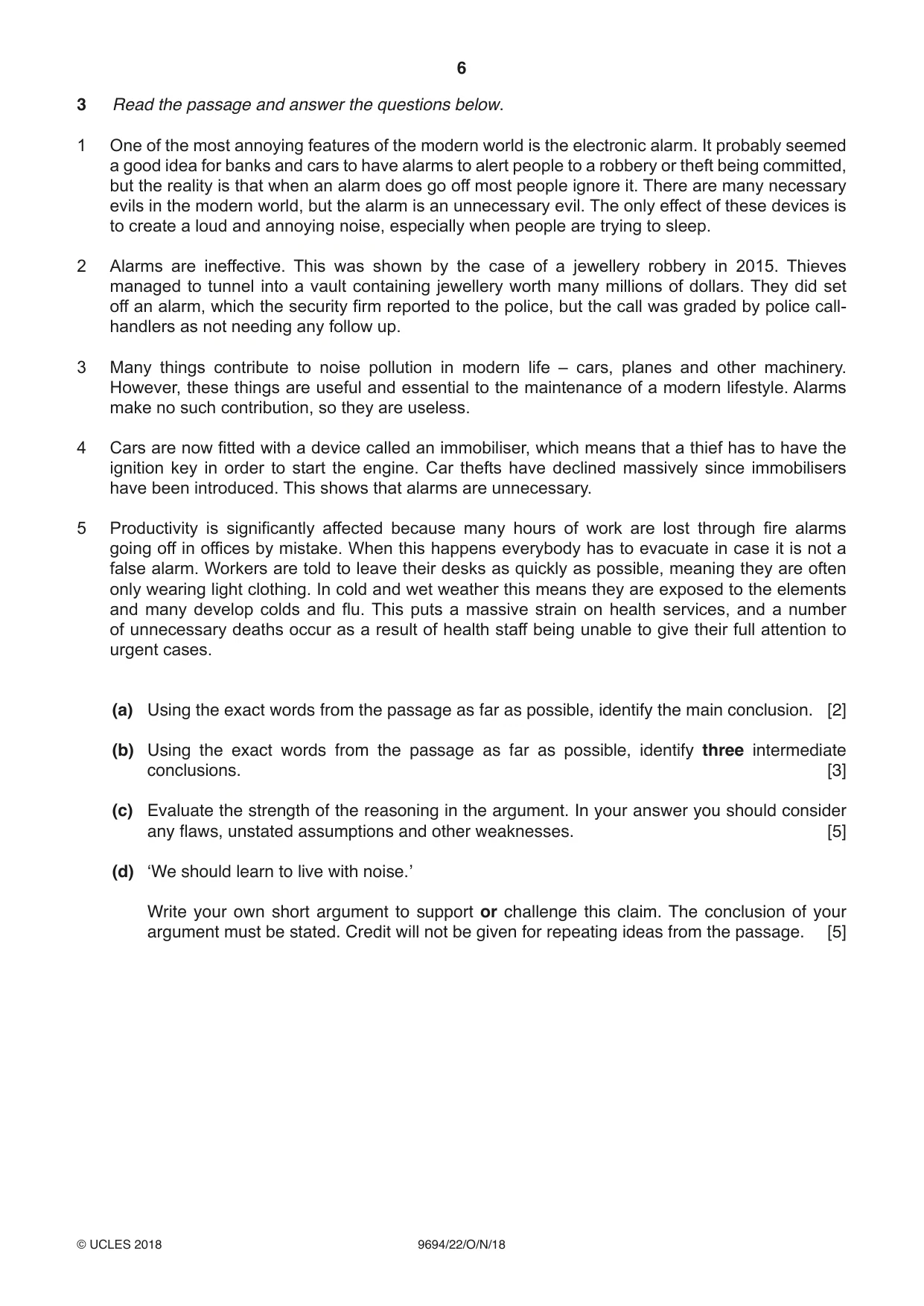 Cambridge A Level Thinking Skills 9694 2018 Oct/Nov Paper 2 · Variant 2 question paper, page 6 of 8