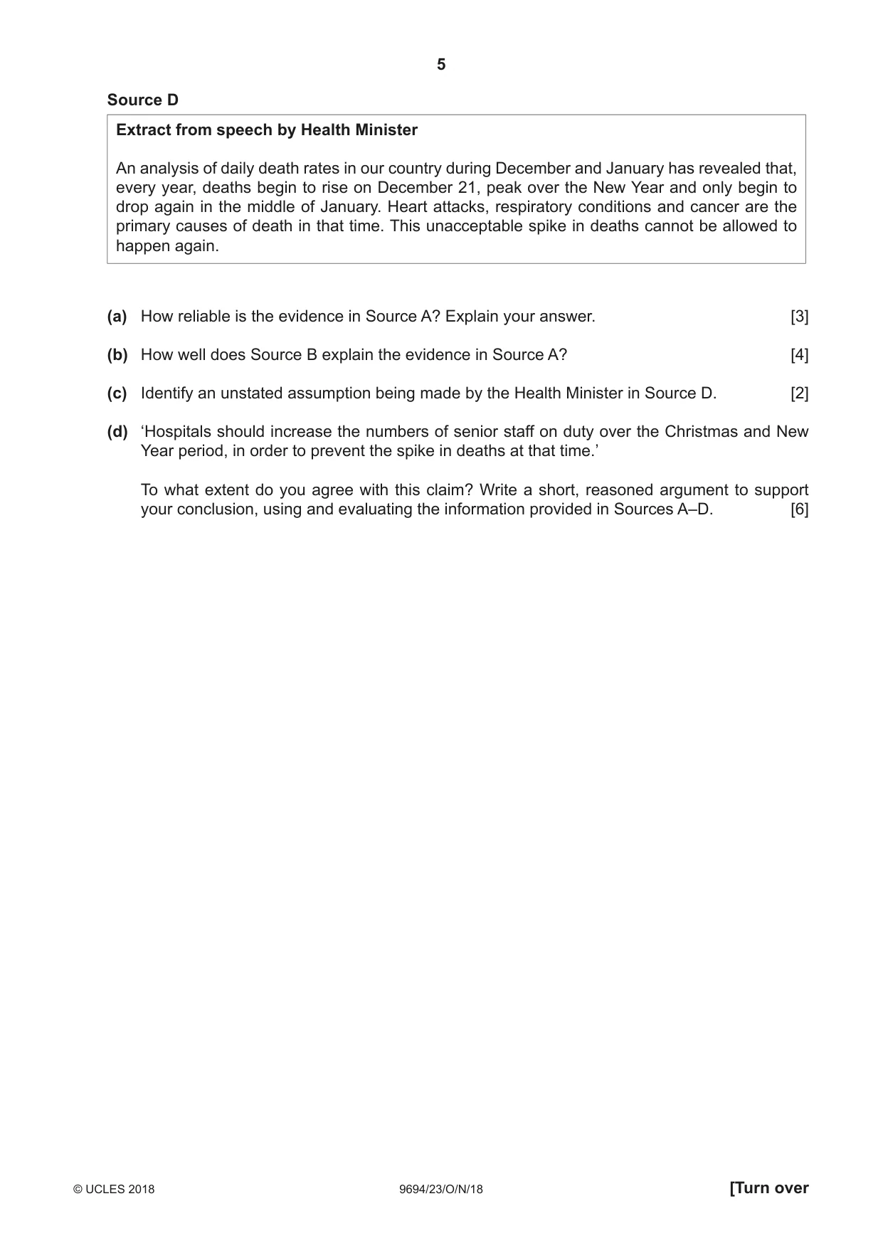 Cambridge A Level Thinking Skills 9694 2018 Oct/Nov Paper 2 · Variant 3 question paper, page 5 of 8