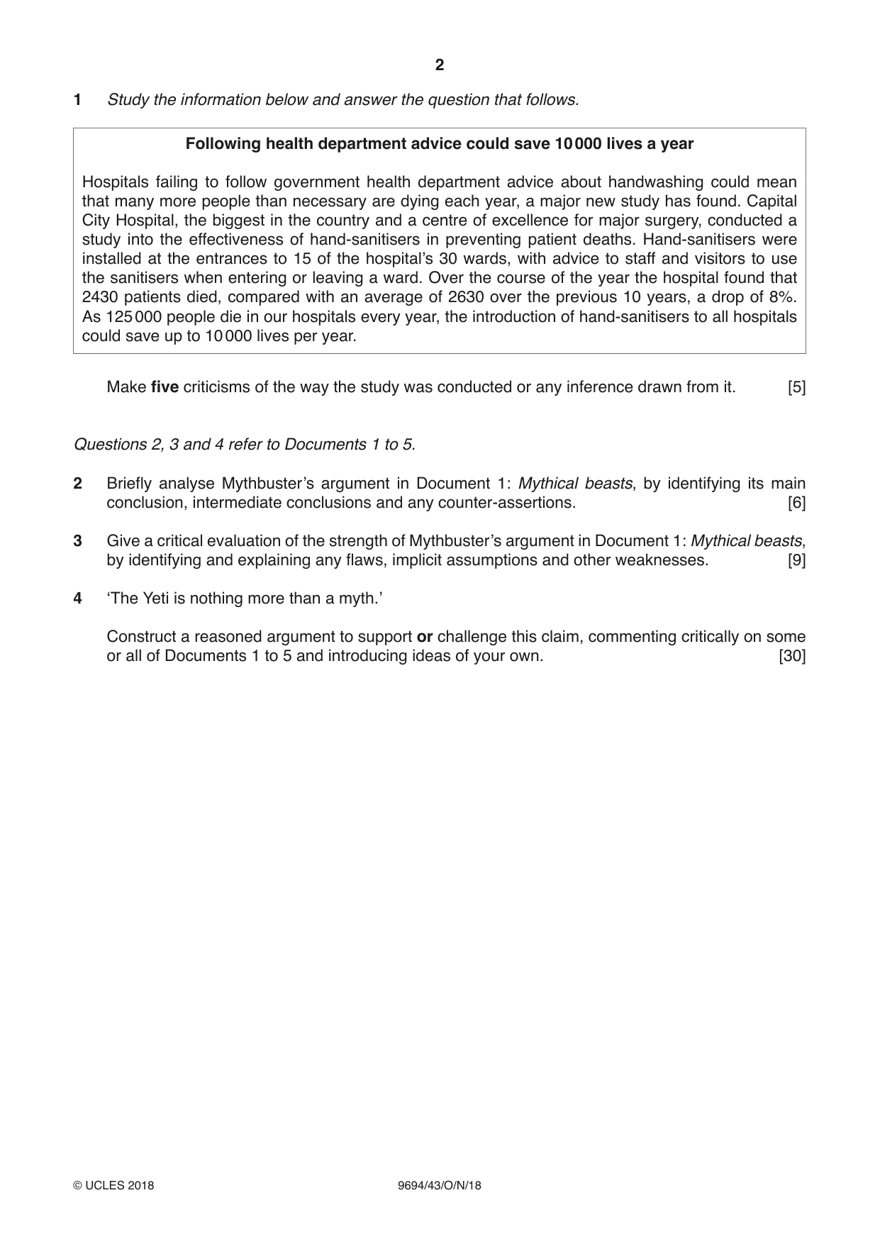 Cambridge A Level Thinking Skills 9694 2018 Oct/Nov Paper 4 · Variant 3 question paper, page 2 of 8