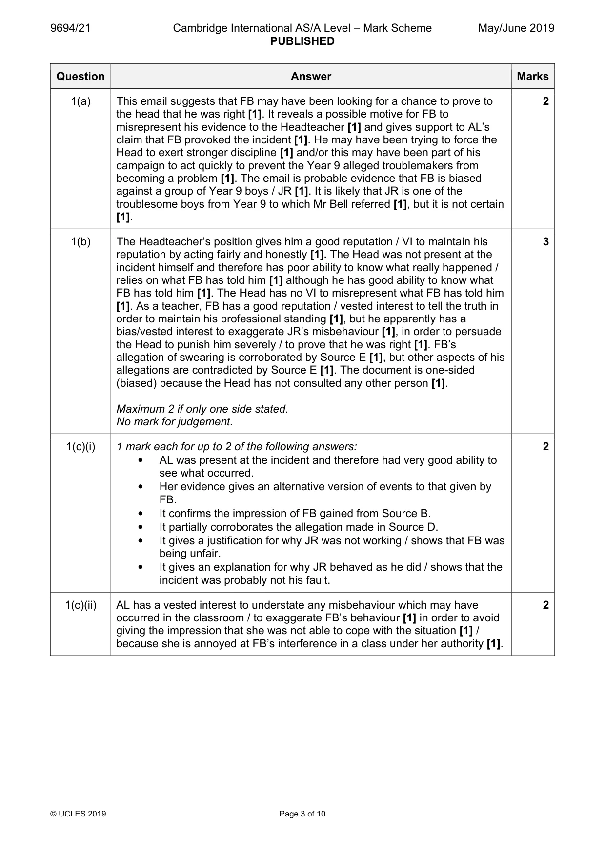 Mark scheme, page 3 of 10