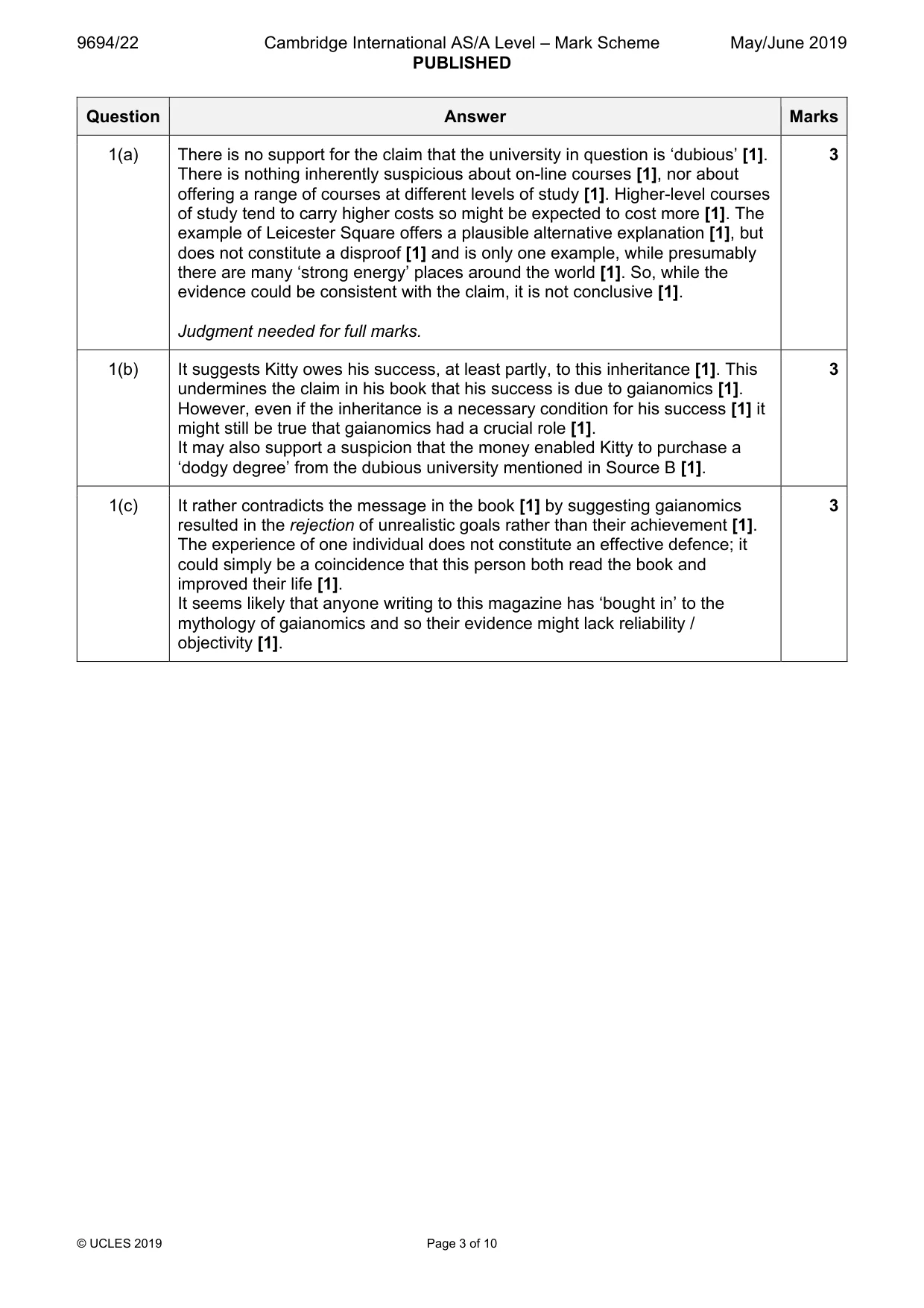 Mark scheme, page 3 of 10