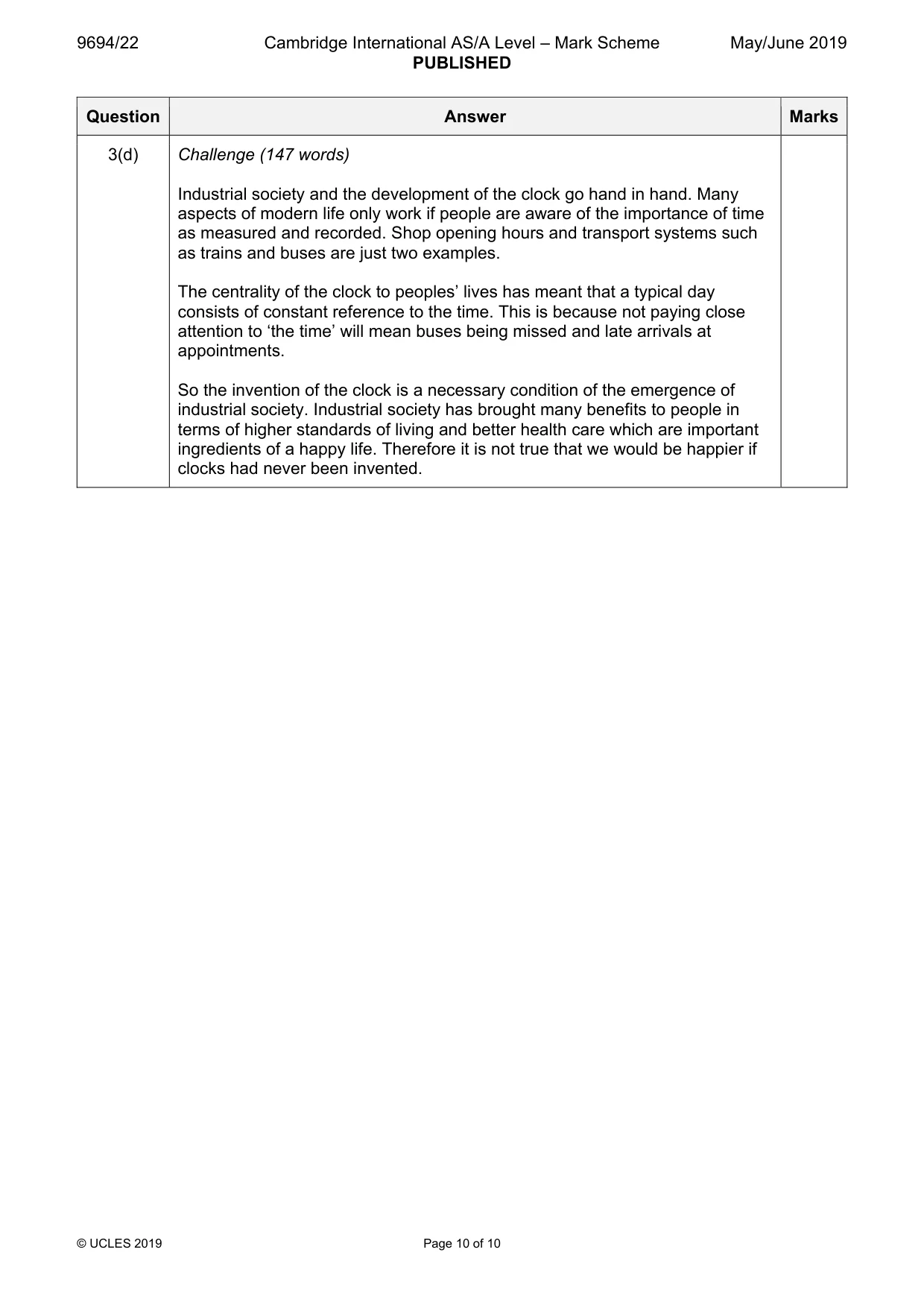 Mark scheme, page 10 of 10
